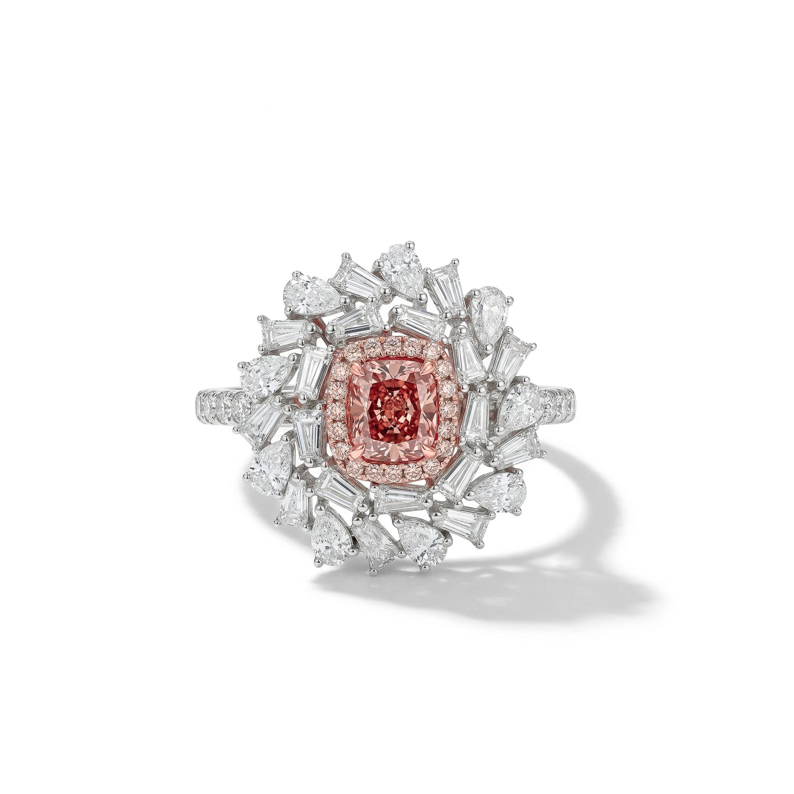 Natural Pink Cushion Diamond Multi-Shape Halo Ring | GIA Certified product image 1