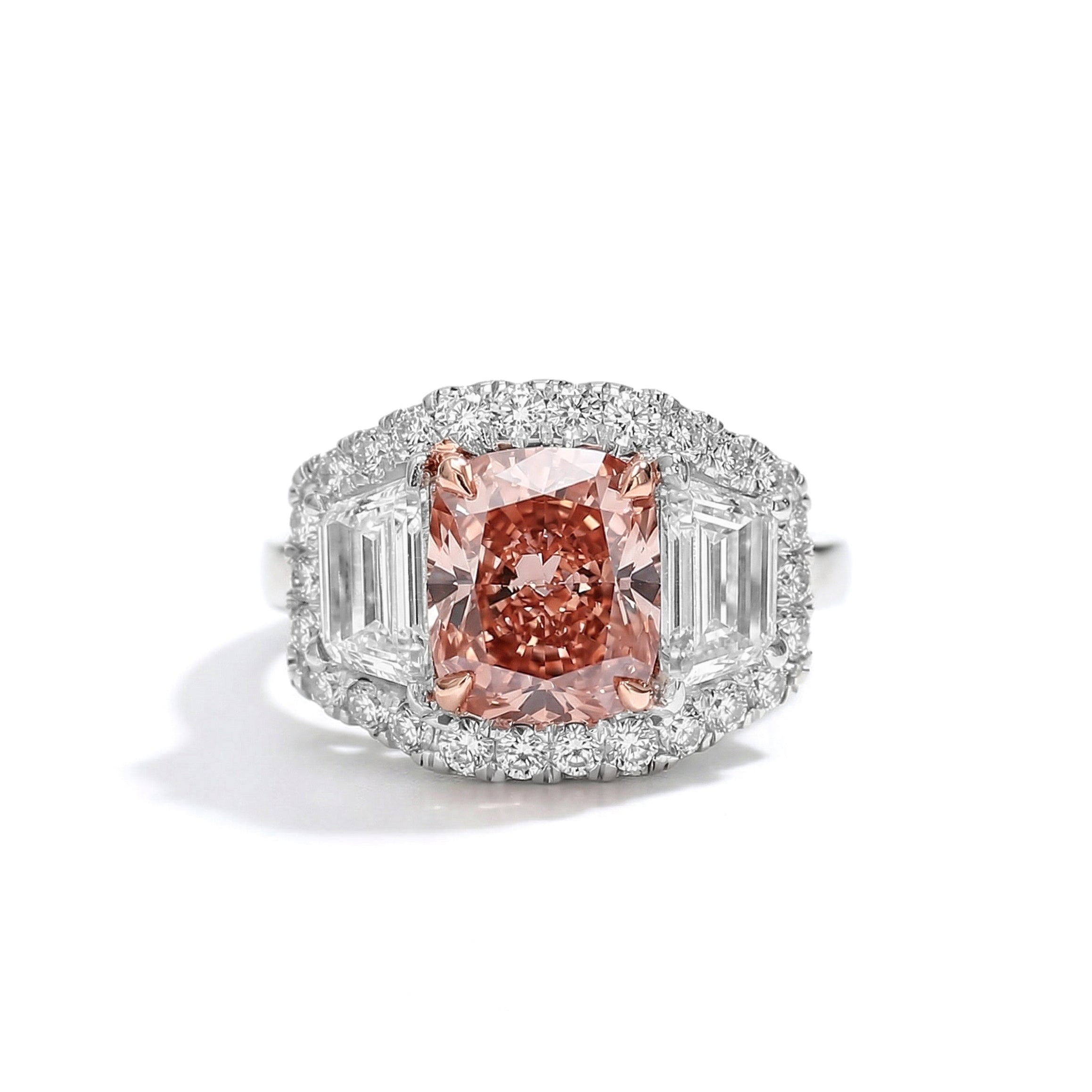 Natural Pink Cushion Diamond Halo Ring | GIA Certified