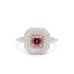 Natural Red Radiant Diamond Double Halo Ring | GIA Certified product image 1