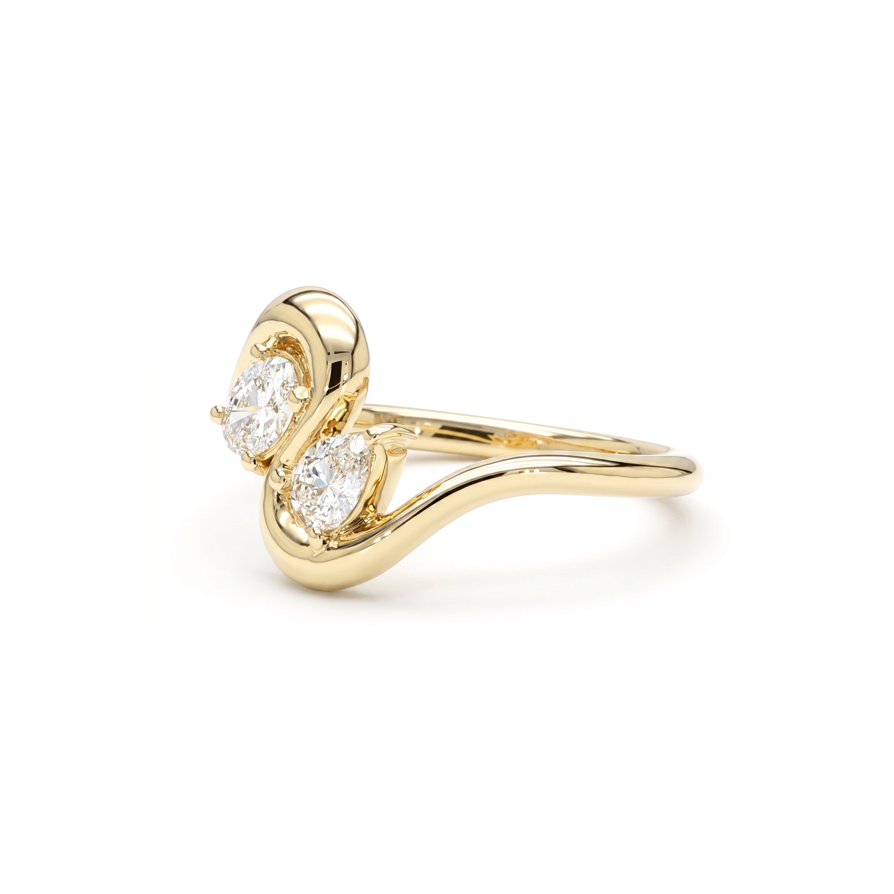 Natural Pear & Oval Diamond "S" Ring
