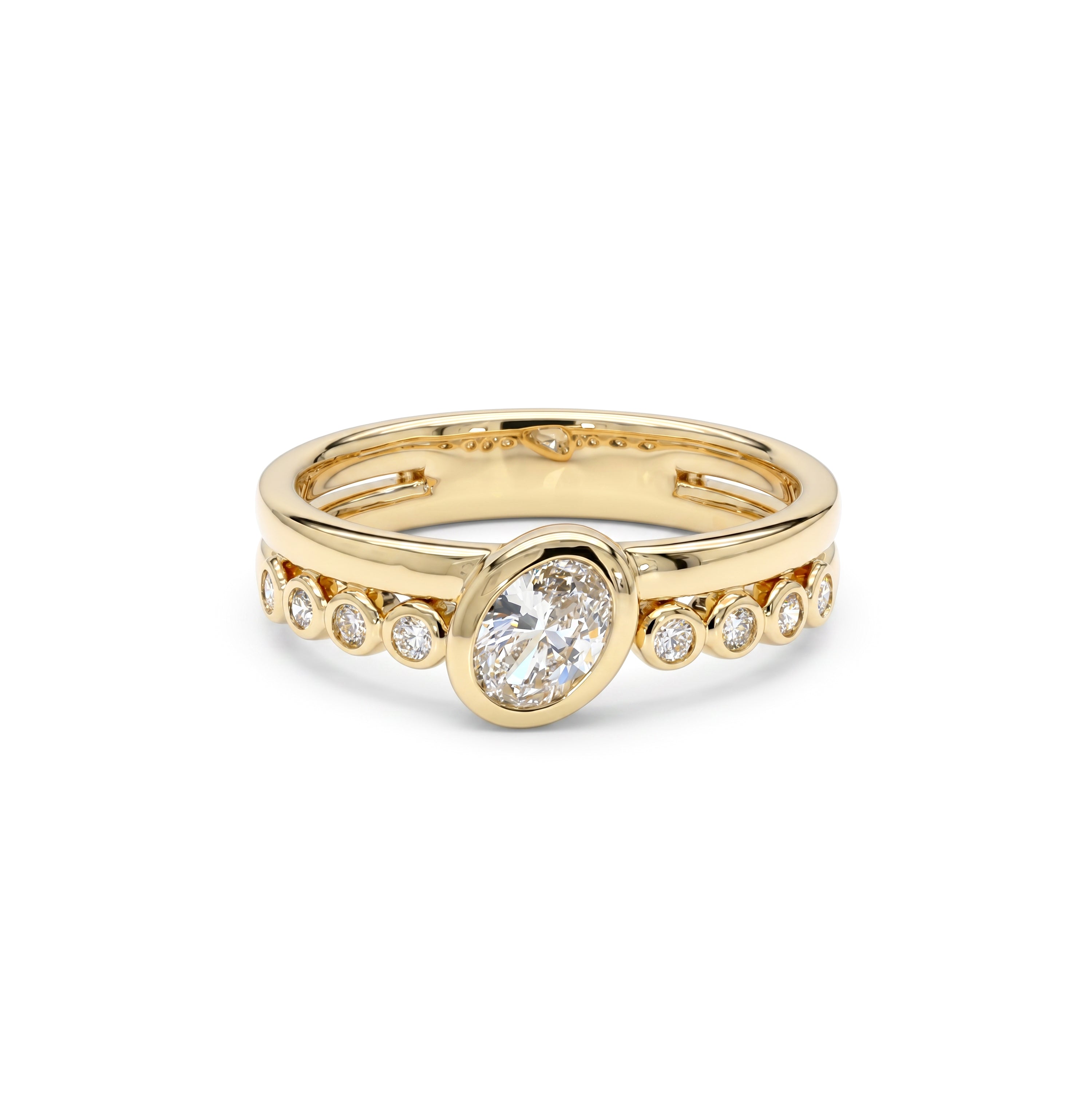 Natural Oval Diamond Bezel Band