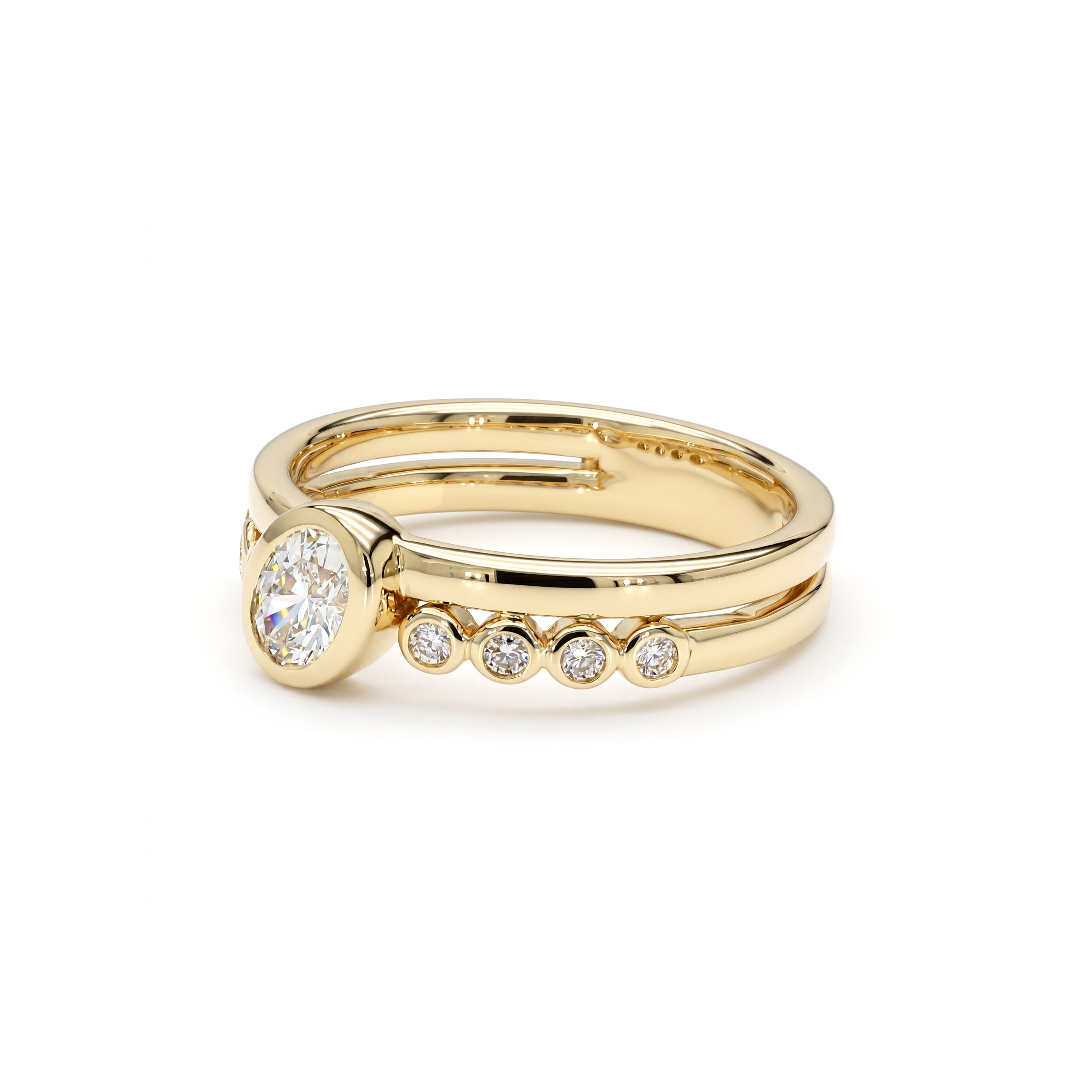 Natural Oval Diamond Bezel Band