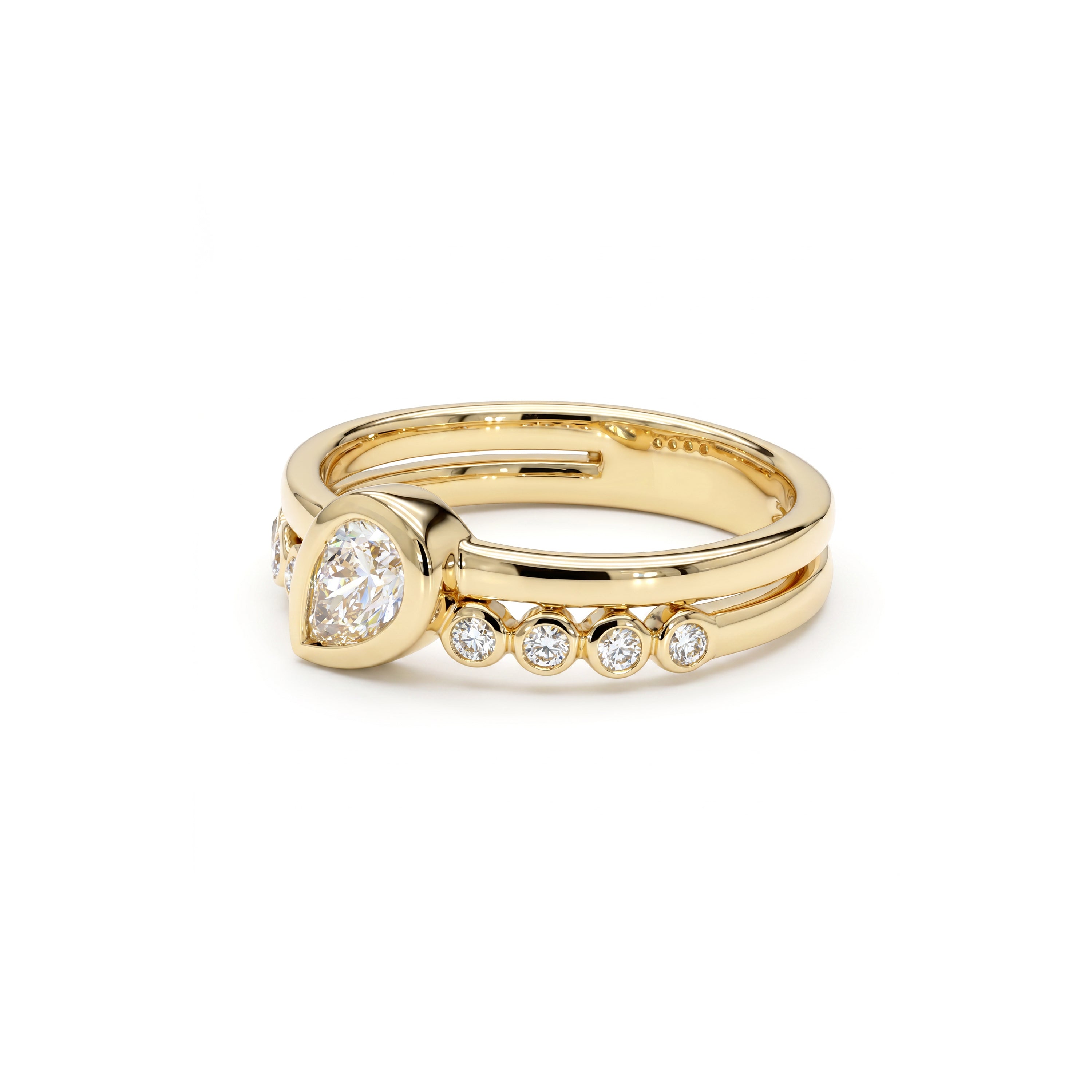 Natural Pear Diamond Bezel Band