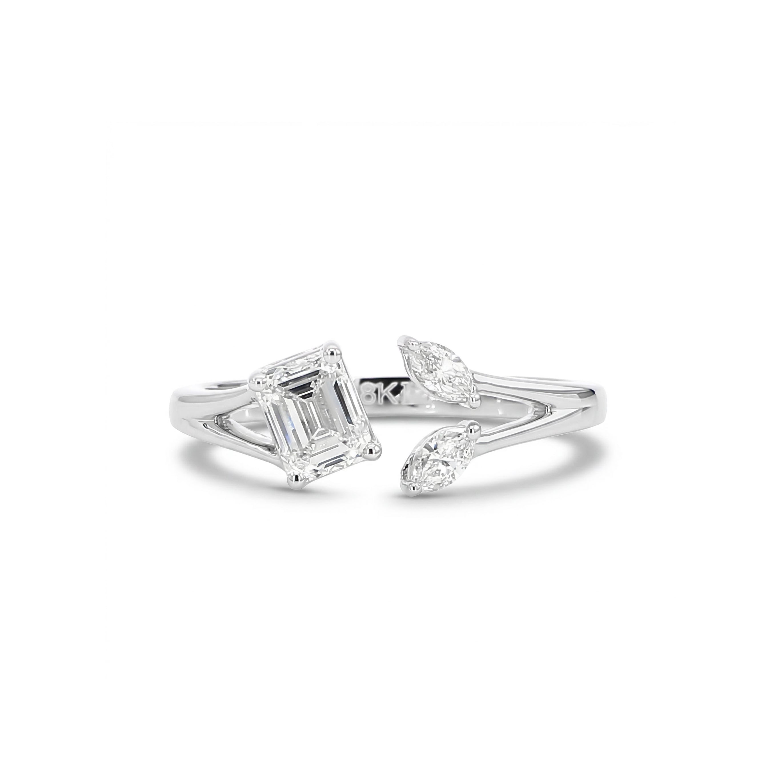 Natural Emerald & Marquise Diamond Ring product image 2