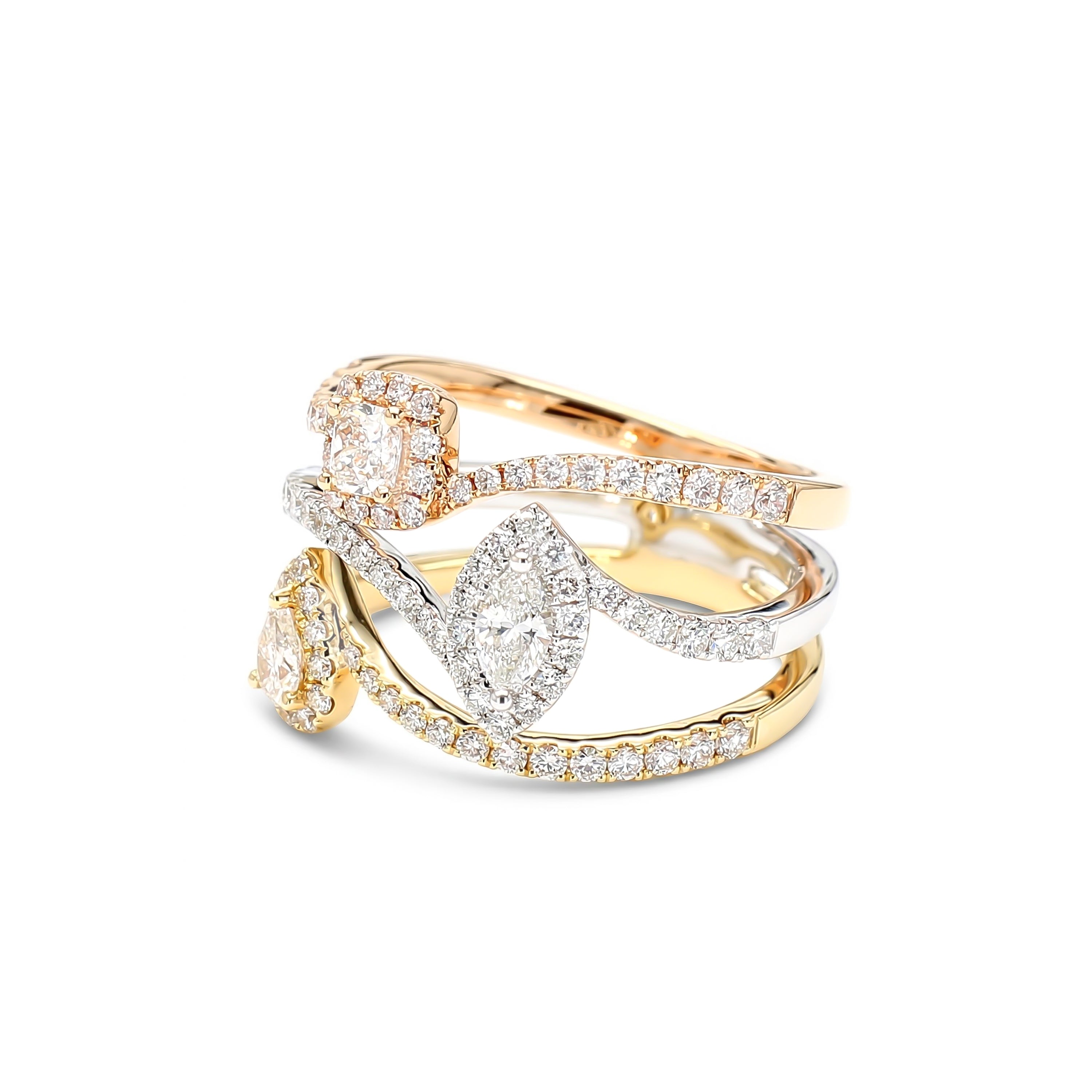 Natural Multi-Shape Diamond Spiral Ring product image 2