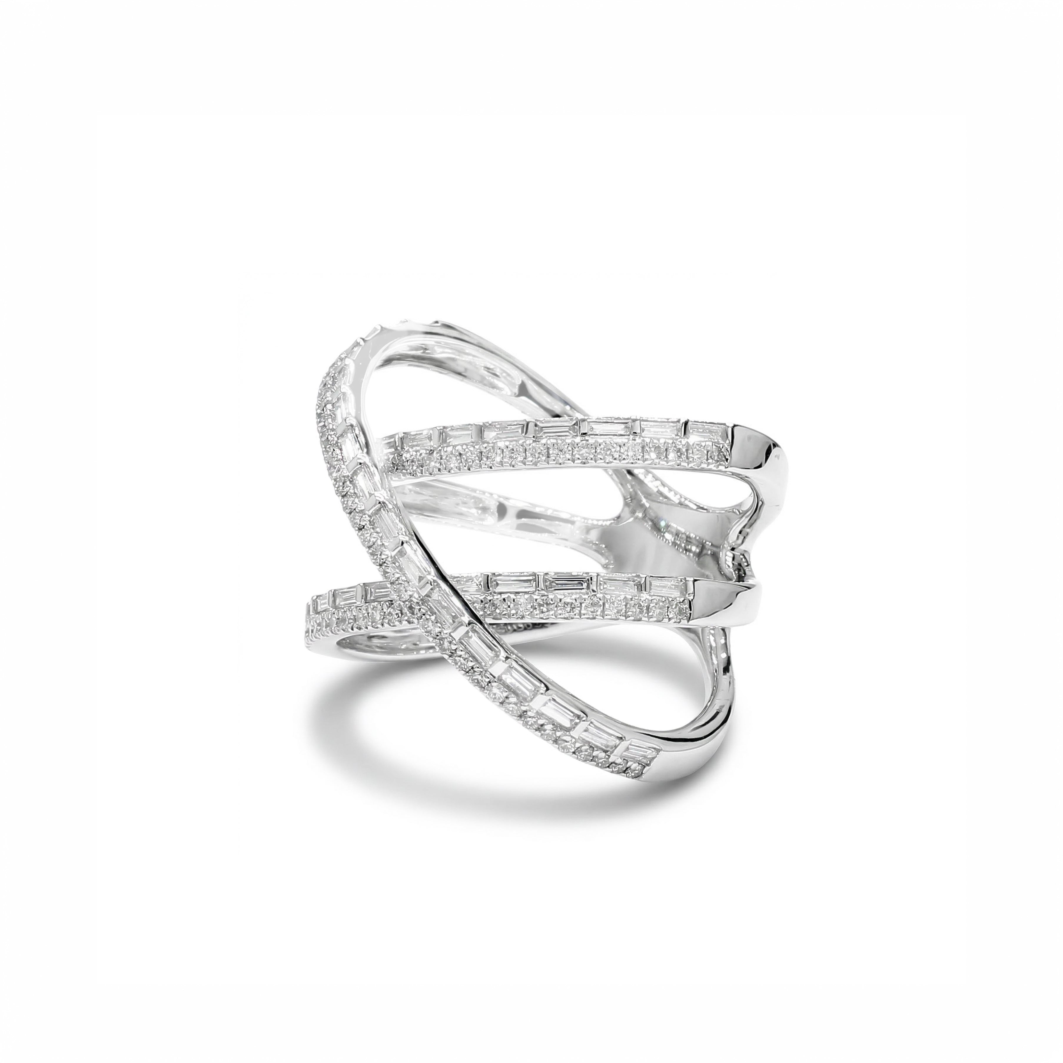 Natural Baguette Diamond Crossover Ring product image 2