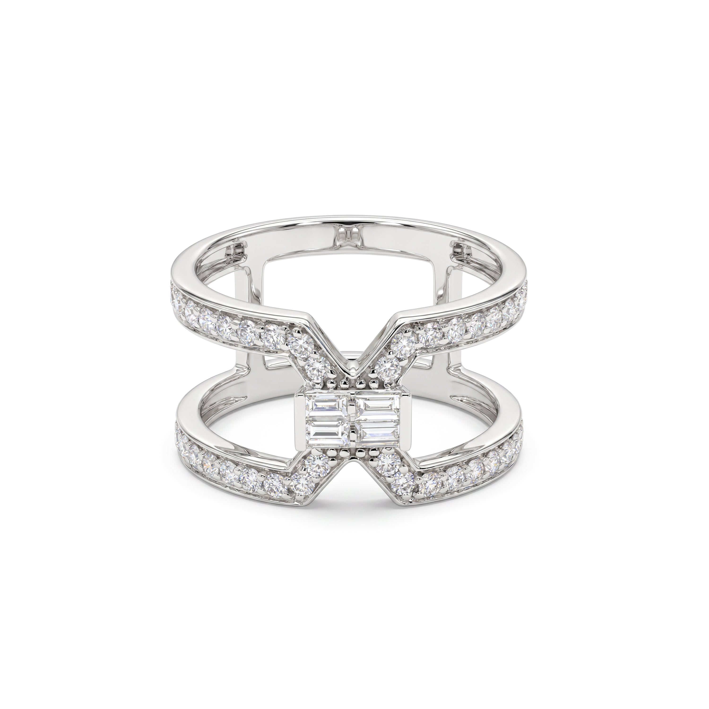 Natural Baguette Diamond X RING