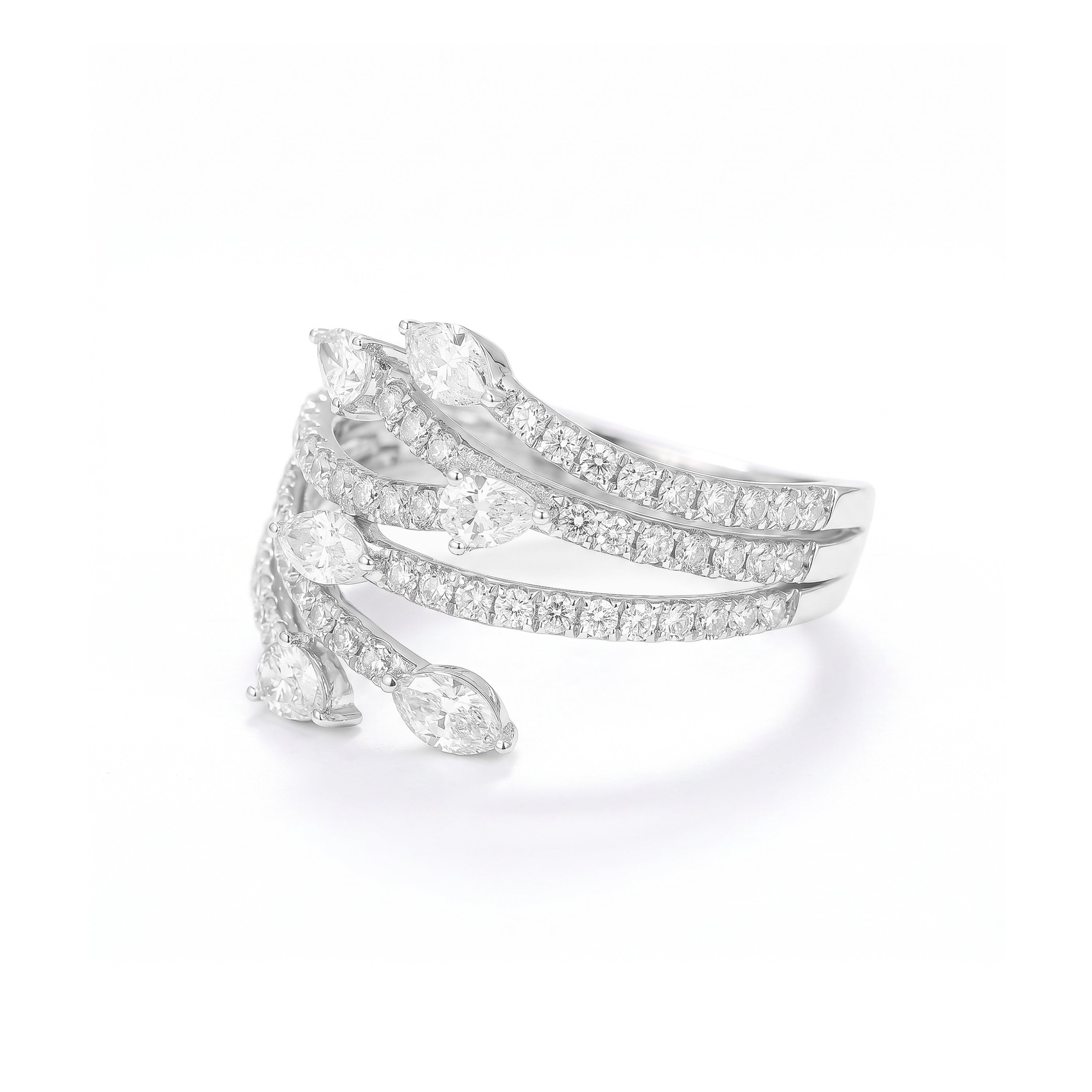 Natural Pear & Marquise Diamond Crossover RING