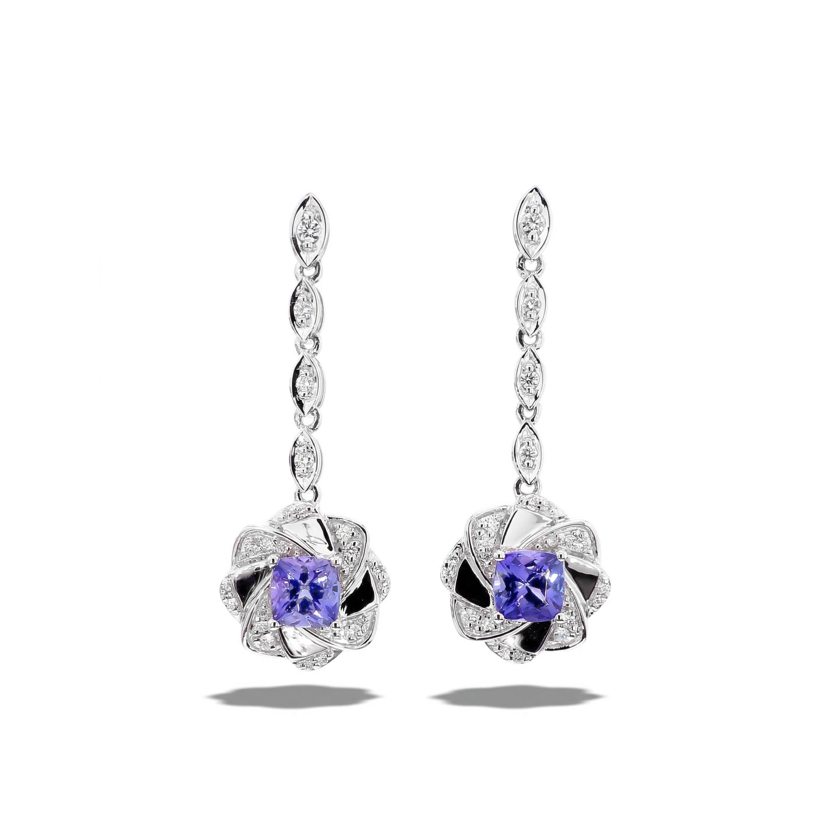 Natural Tanzanite & Diamond Drop Earrings product image 1