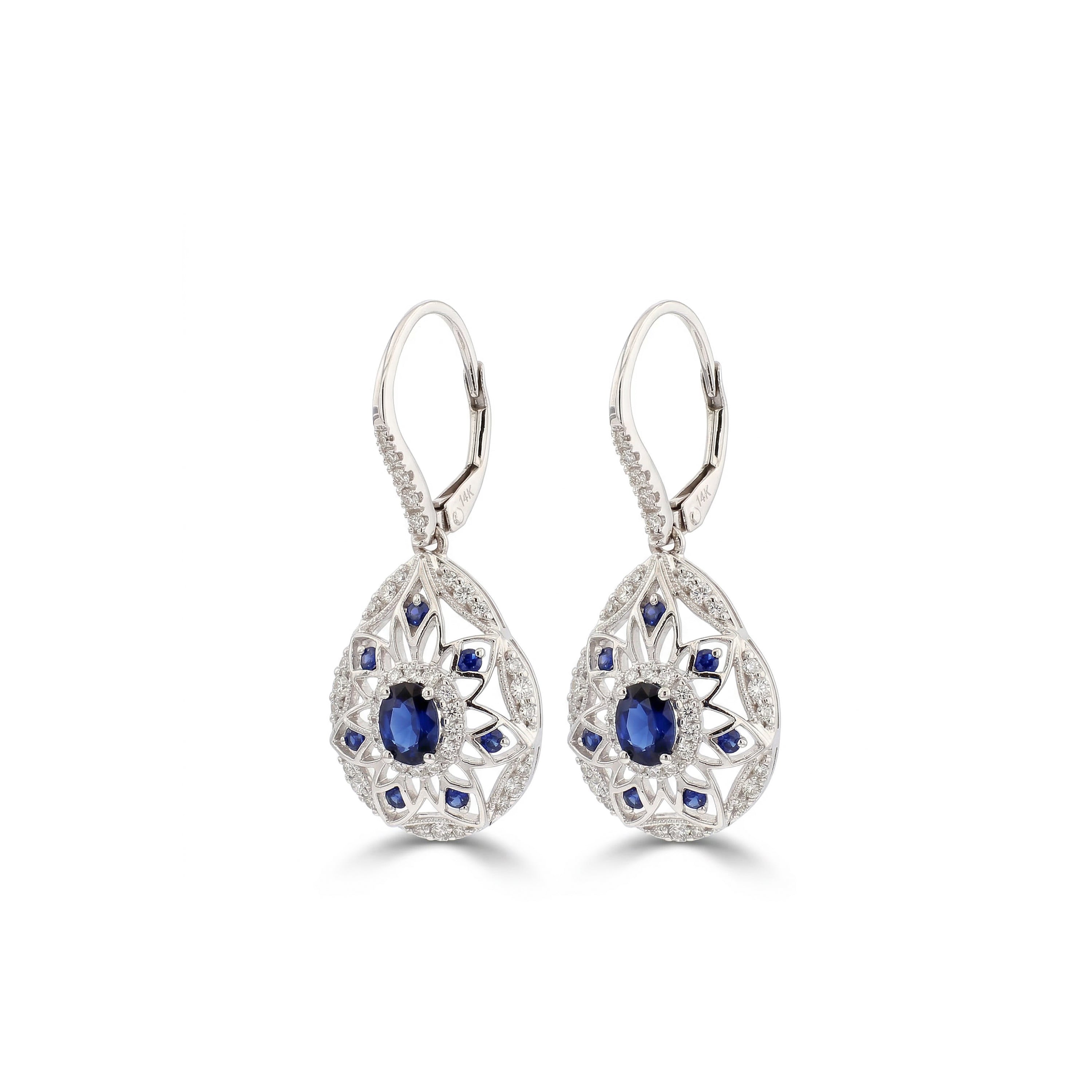 Natural Sapphire & Diamond Drop Earrings product image 2
