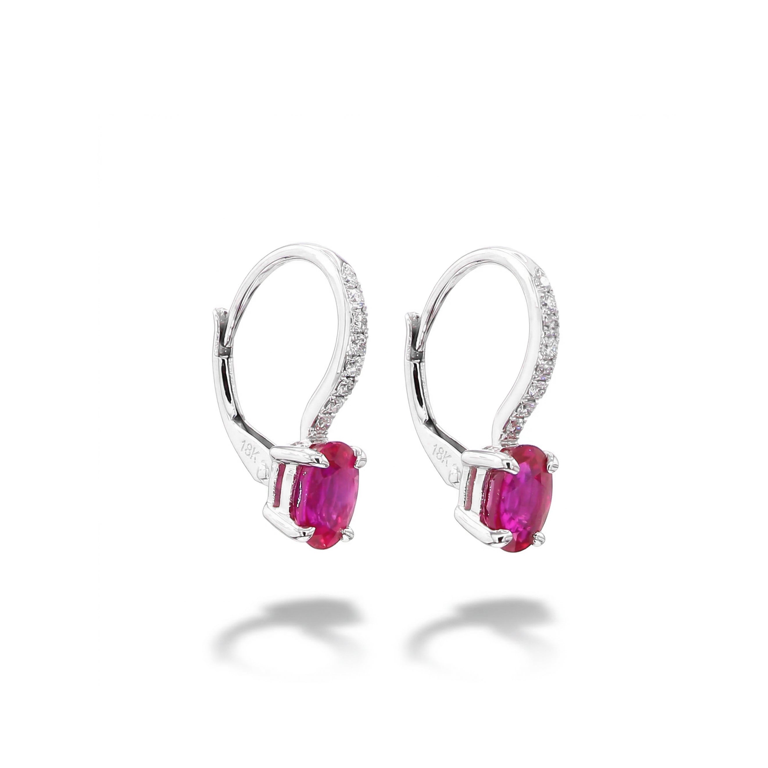 Natural Oval Ruby & Diamond Drop Earrings product image 2