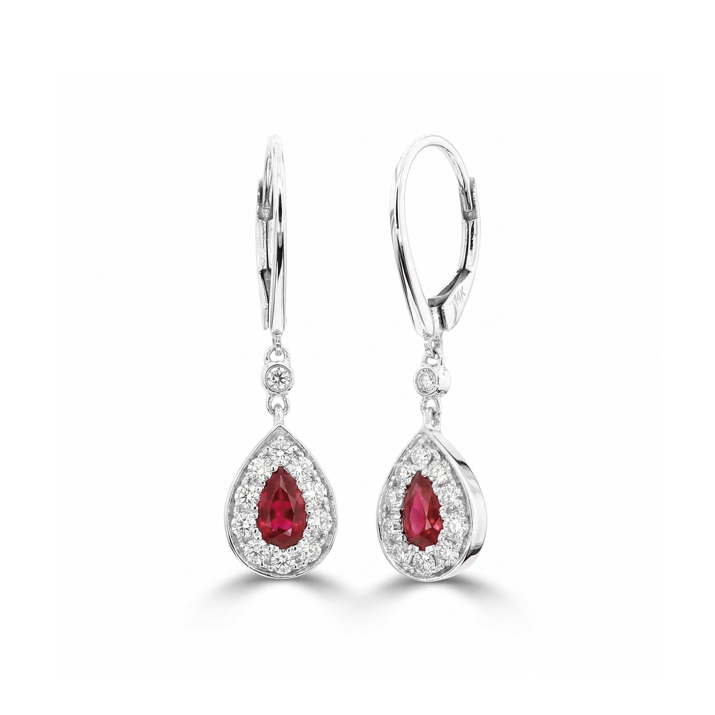 Natural Pear Ruby & Diamond Drop Earrings product image 1