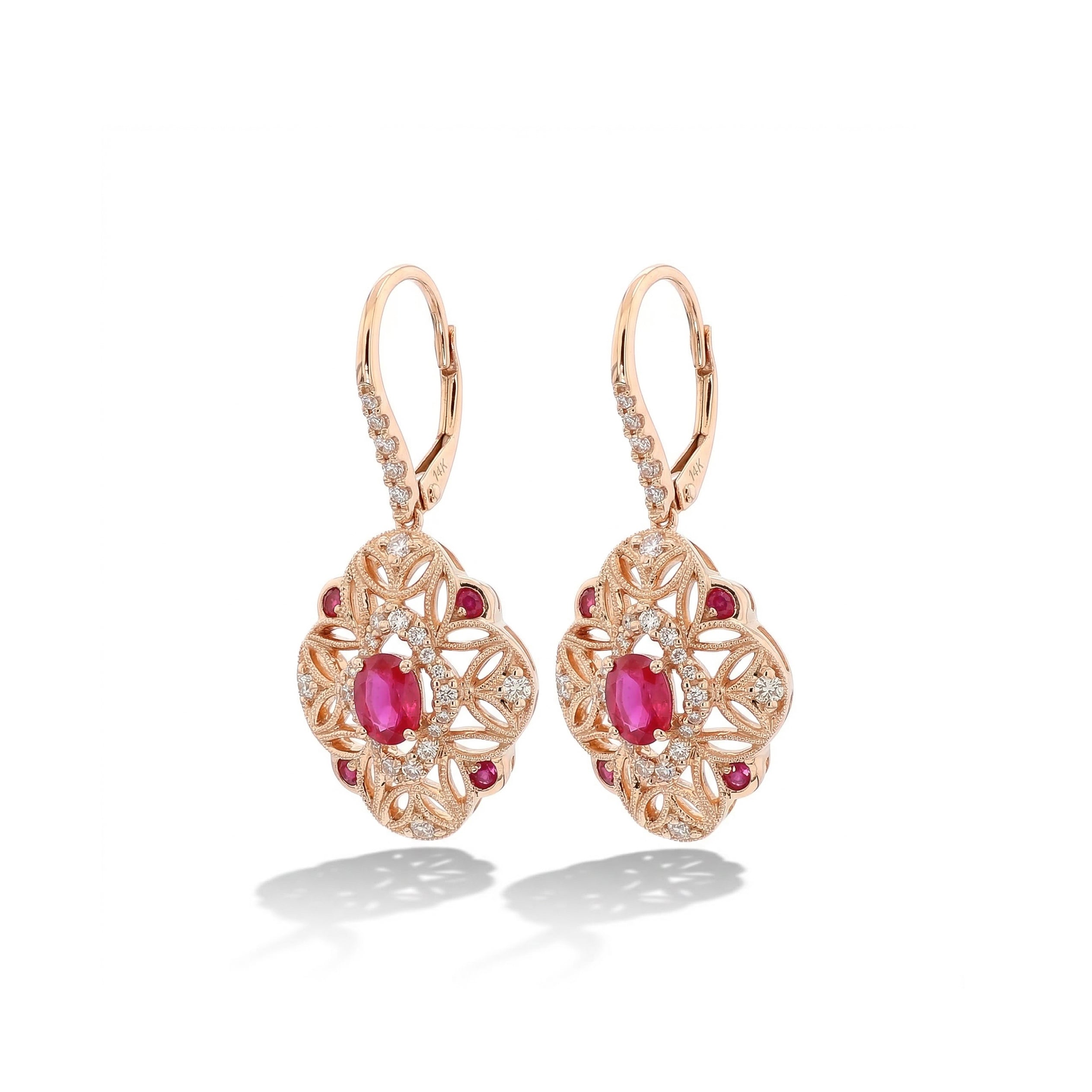 Natural Ruby & Diamond Drop Earrings product image 2