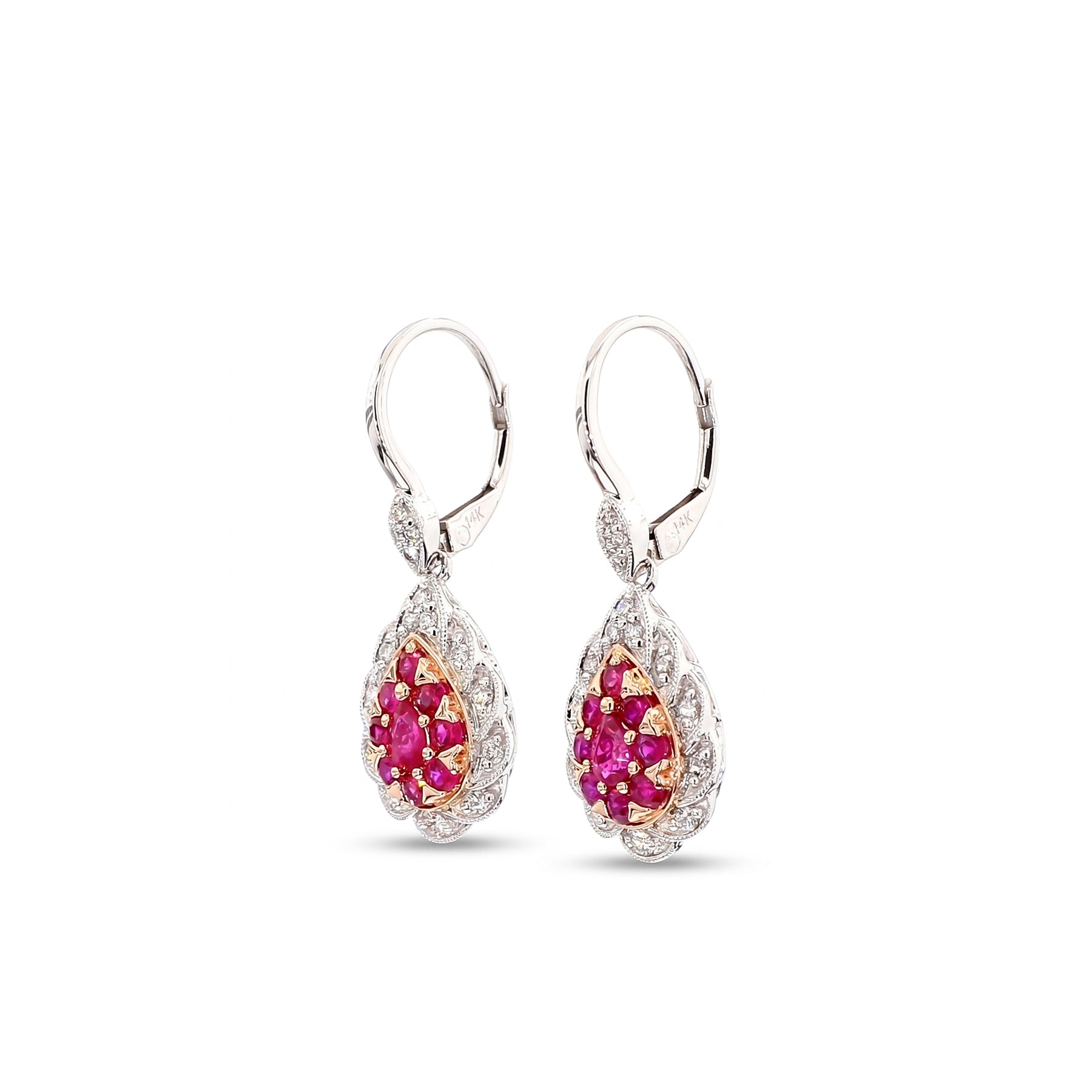 Natural Ruby & Diamond Drop Earrings product image 2