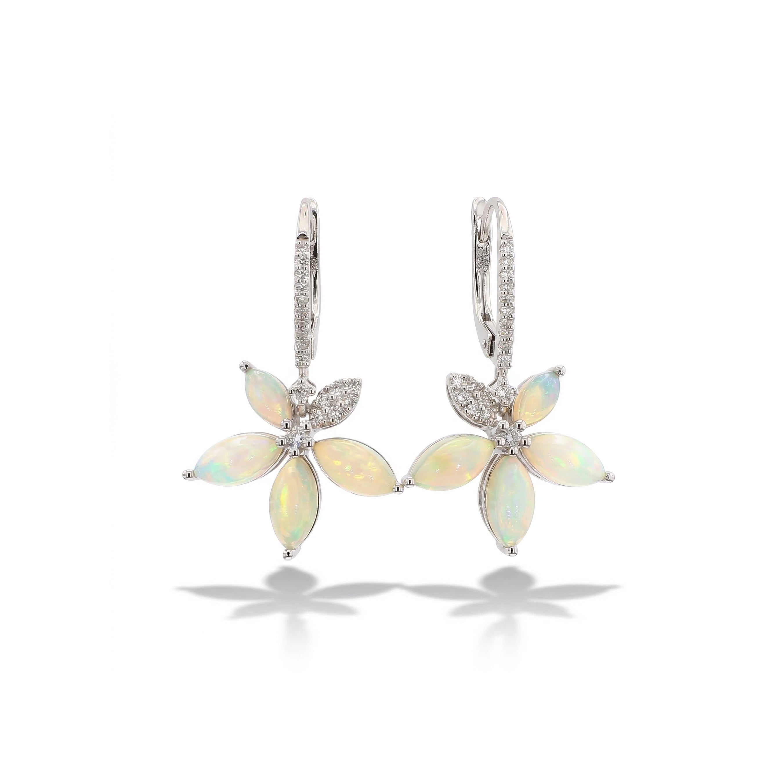 Natural Marquise Opal & Diamond Drop Floral Earrings product image 1