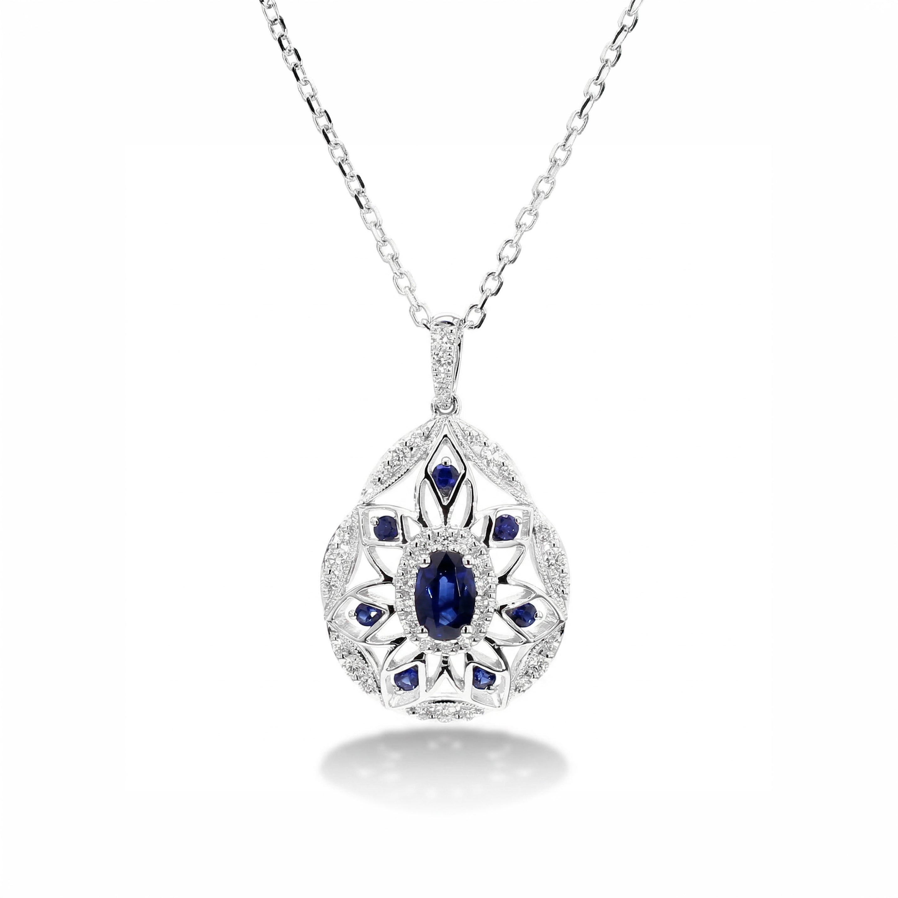 Natural Sapphire & Diamond Necklace product image 1