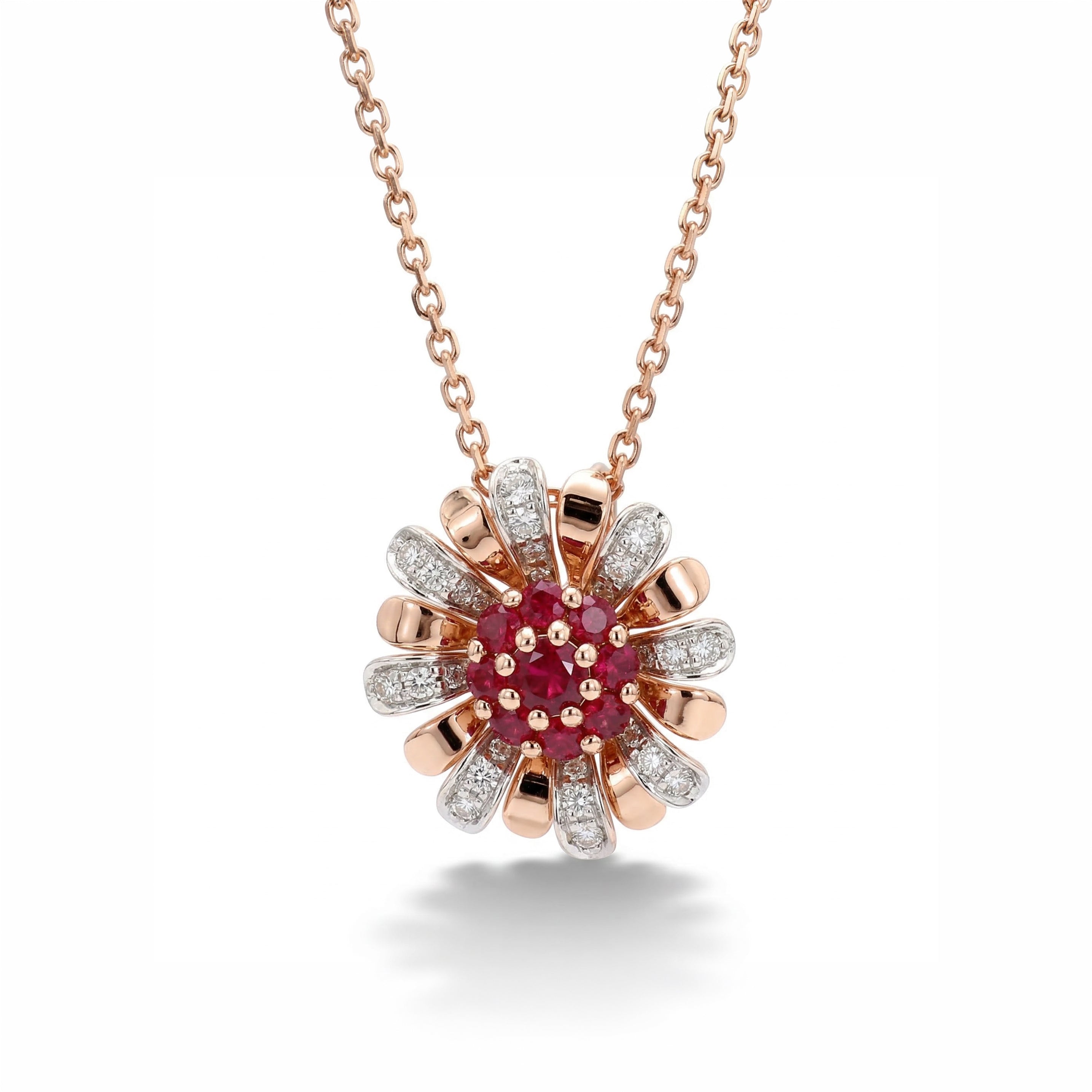 Natural Ruby & Diamond Floral Necklace product image 1