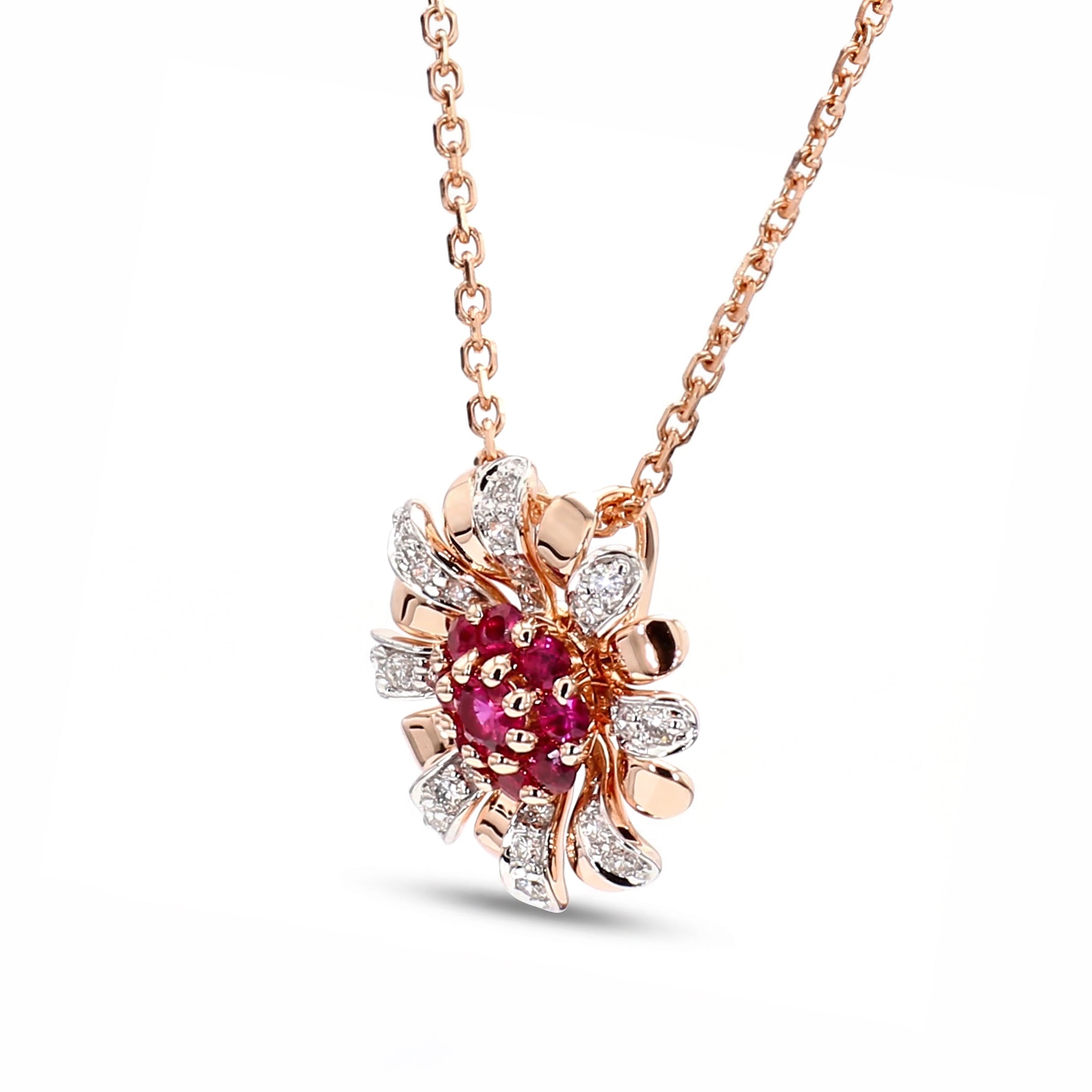 Natural Ruby & Diamond Floral Necklace product image 2