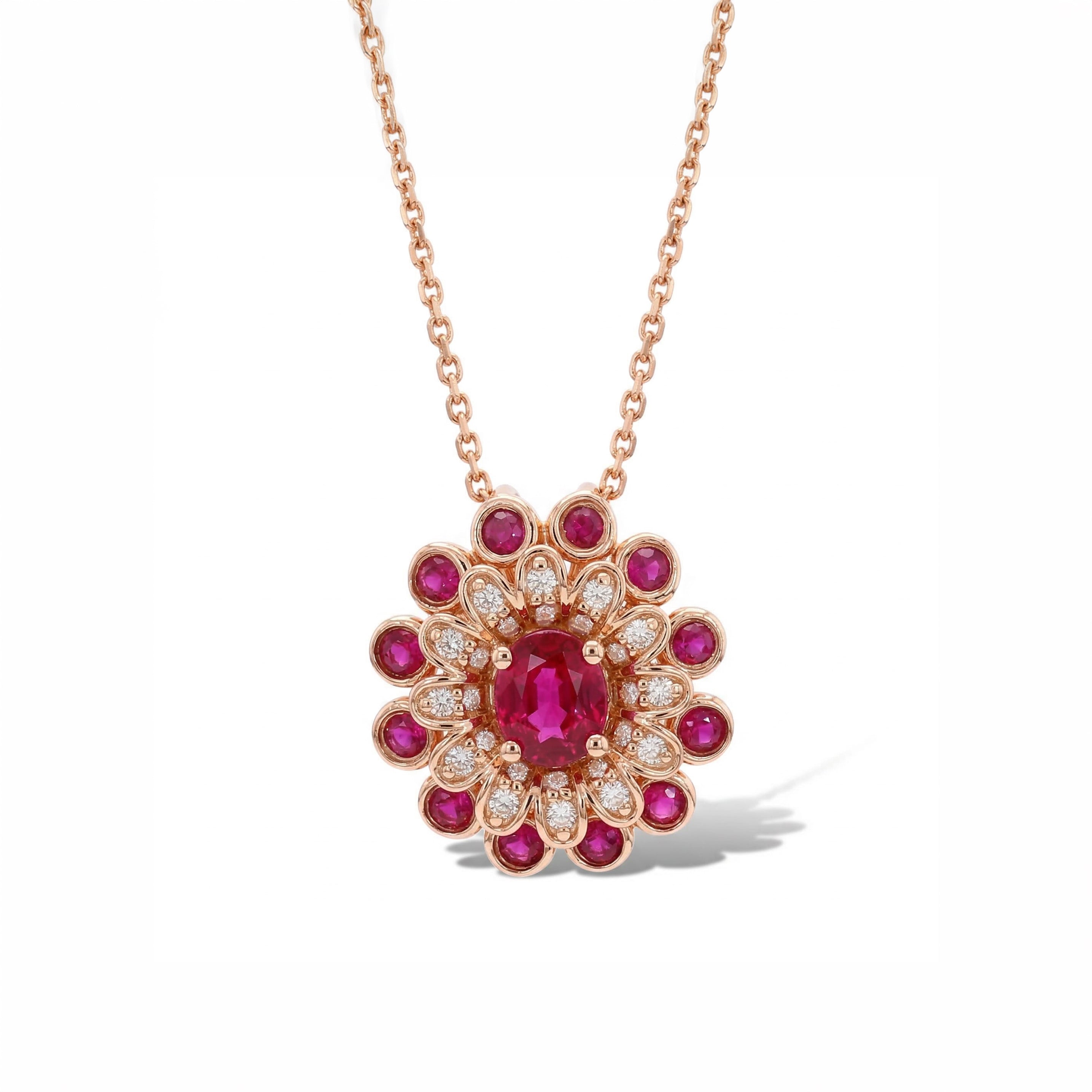 Natural Ruby & Diamond Floral Necklace product image 1