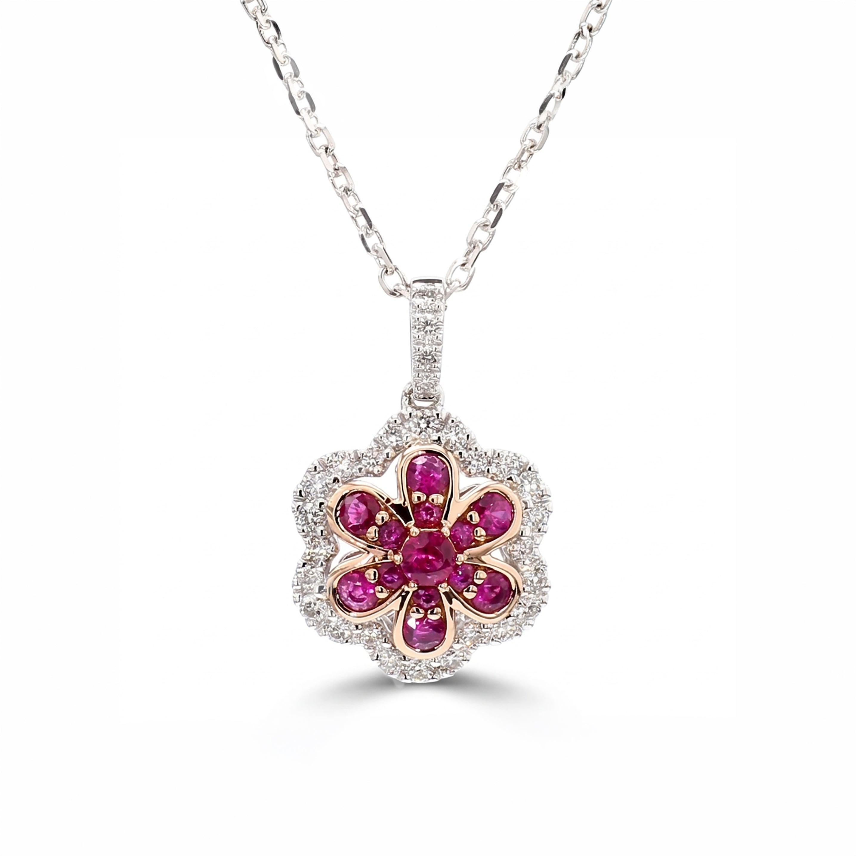 Natural Ruby & Diamond Floral Necklace product image 1