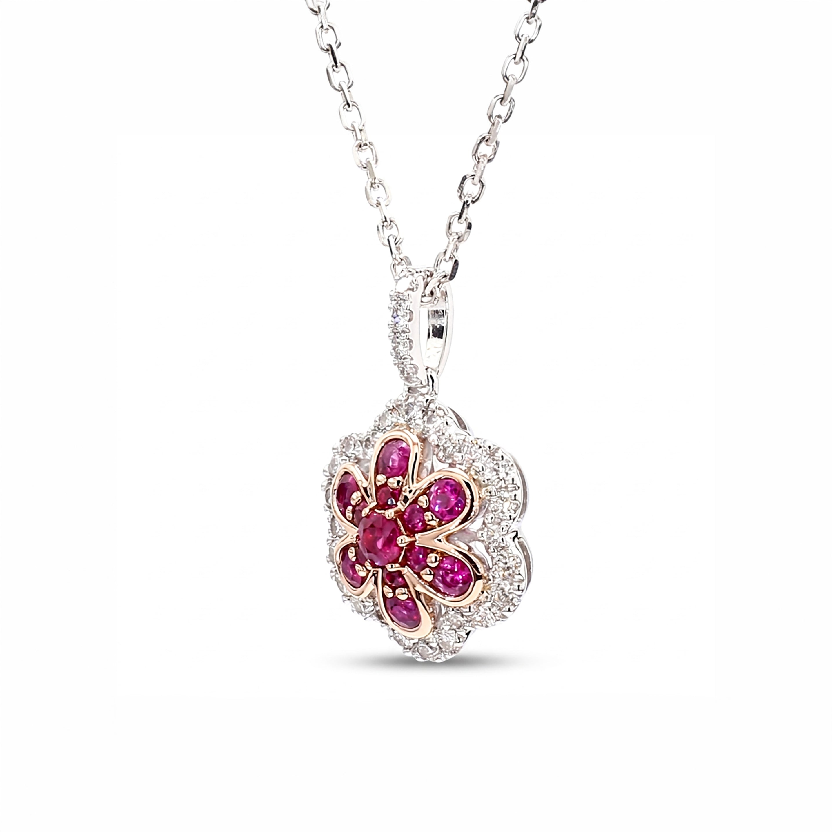 Natural Ruby & Diamond Floral Necklace product image 2