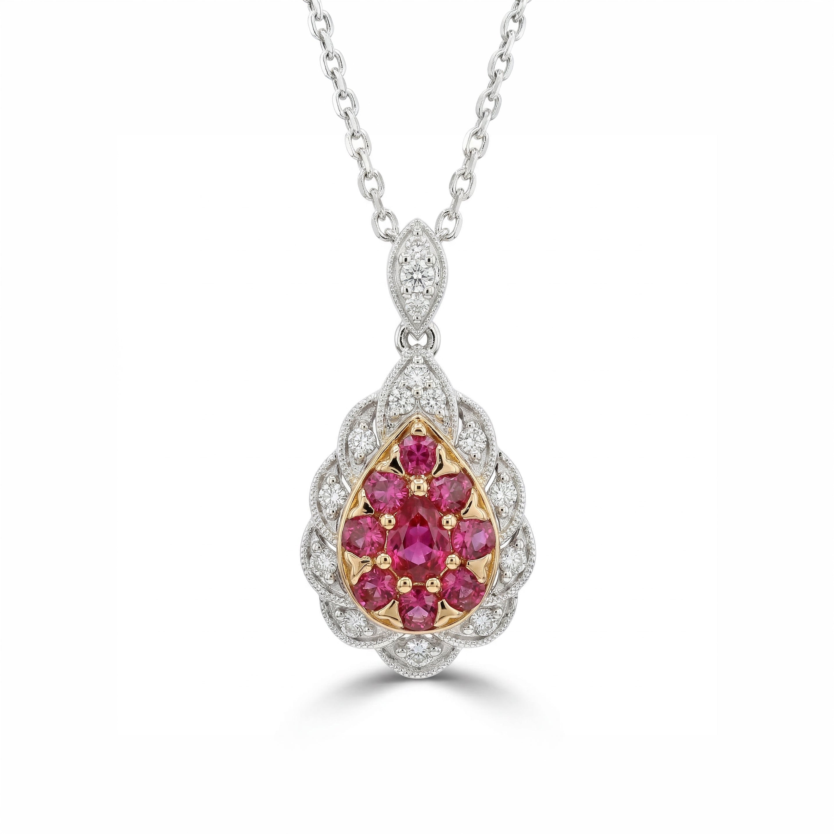 Natural Ruby & Diamond Pear Drop Necklace product image 1