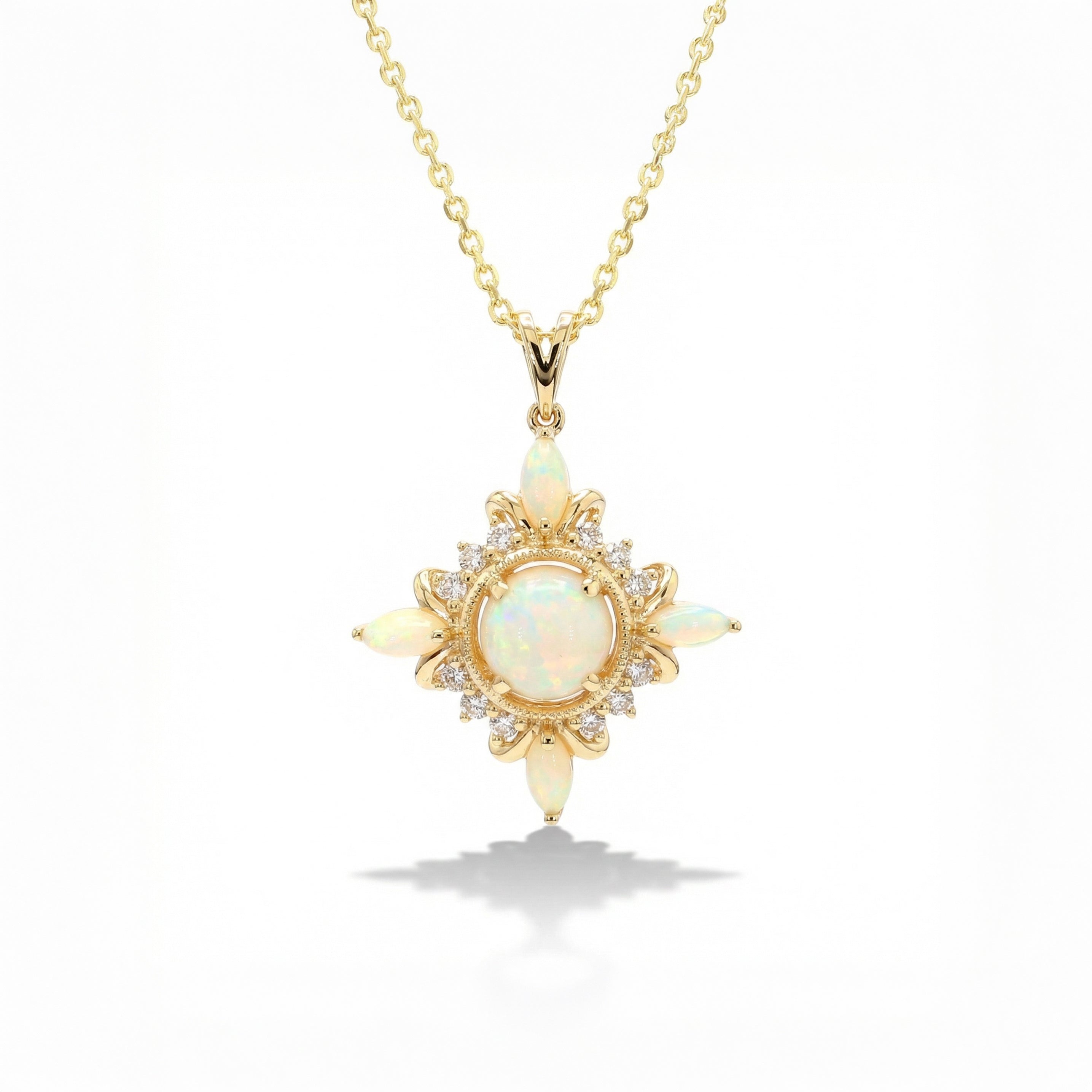 Natural Round Opal & White Diamond Pendant product image 1