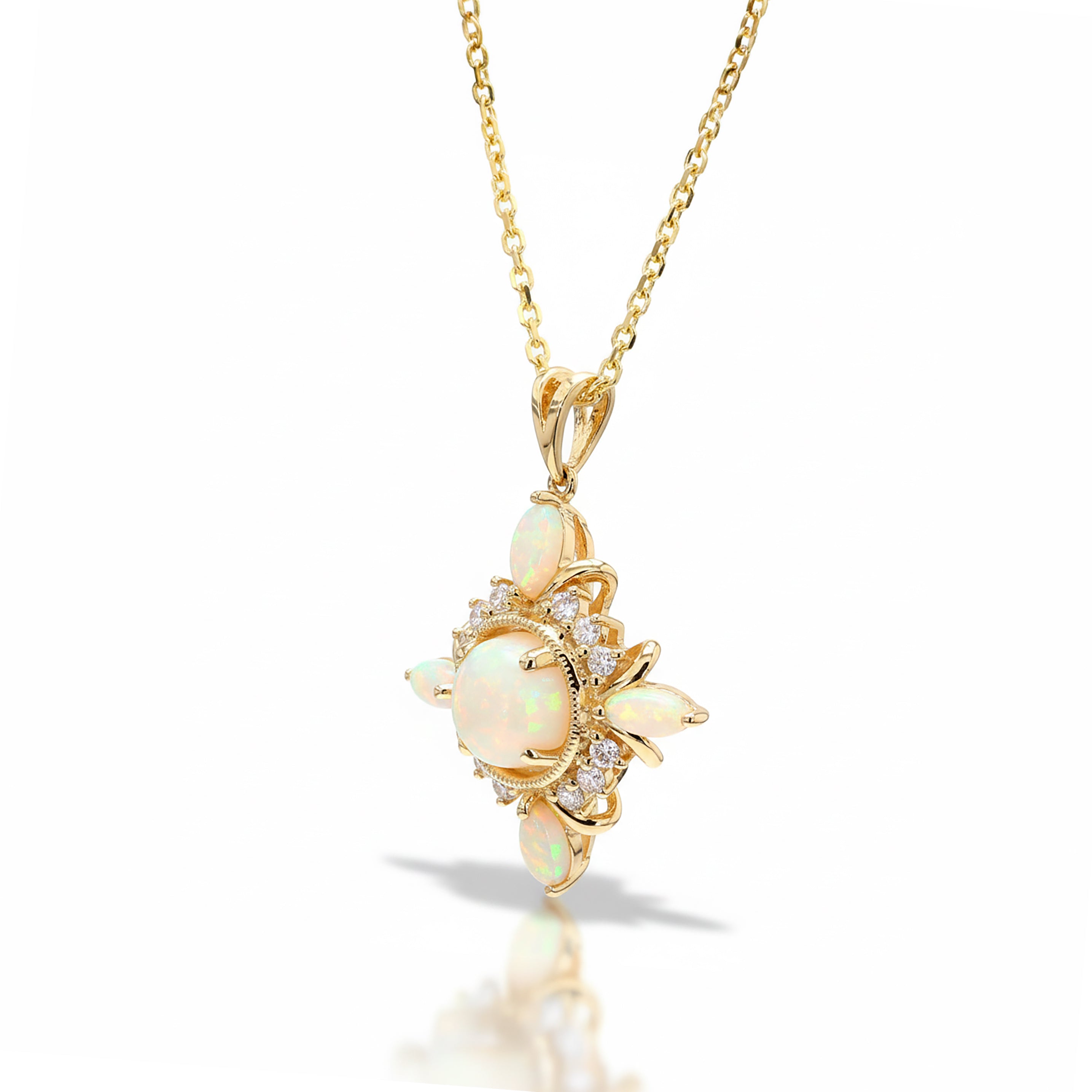 Natural Round Opal & White Diamond Pendant product image 2
