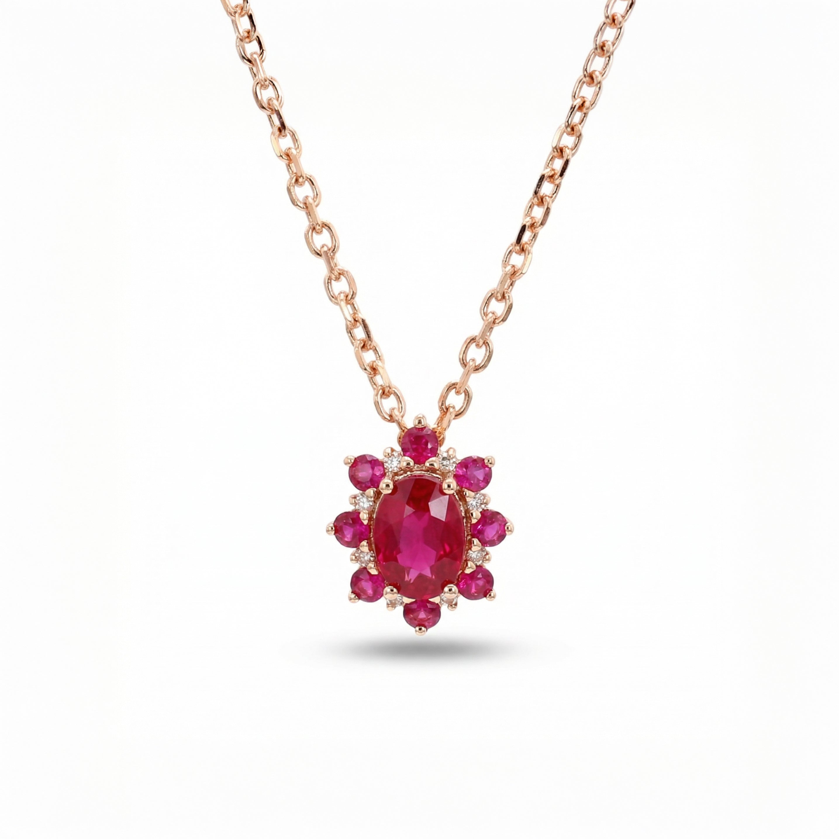 Natural Ruby & Diamond Floral Necklace product image 1