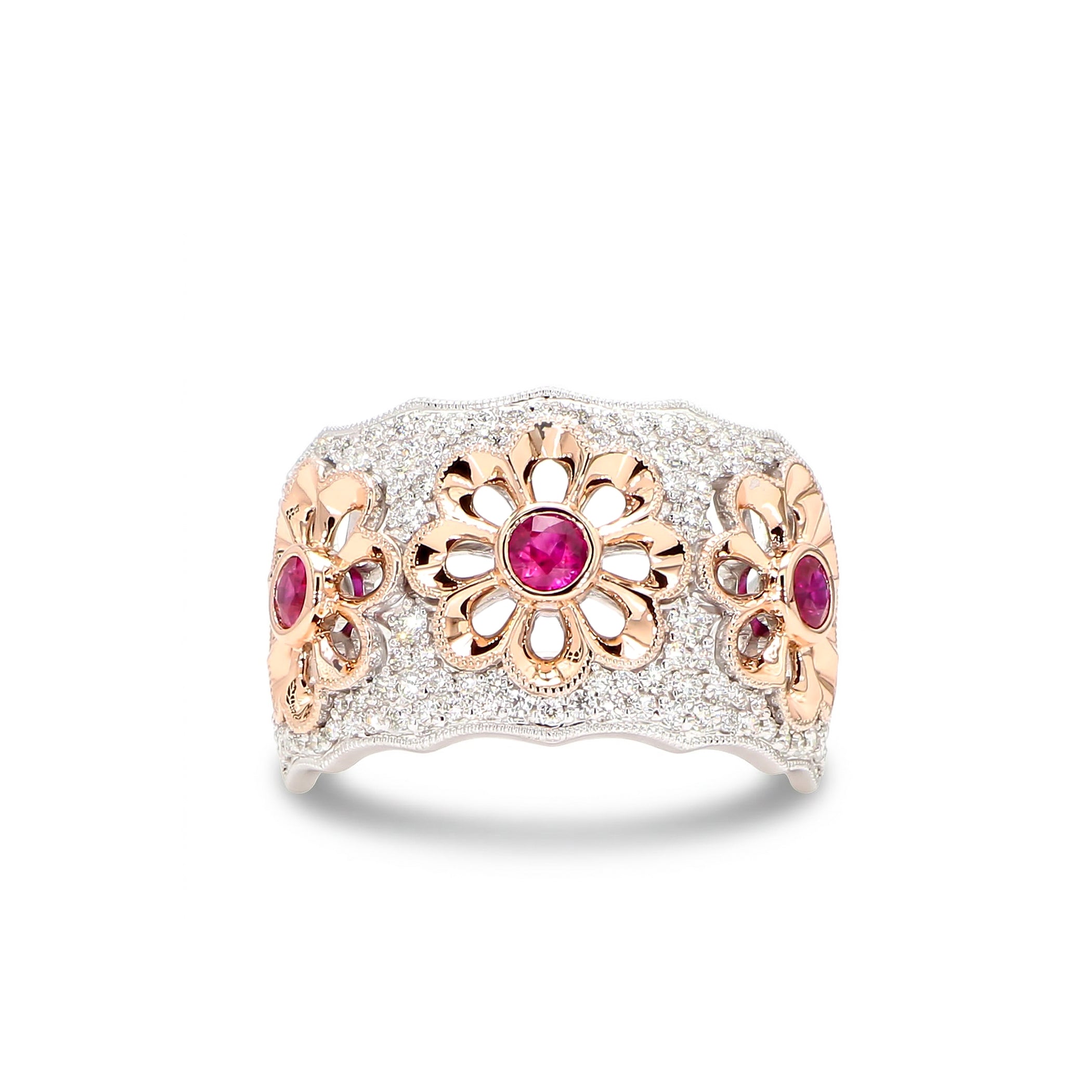 Natural Ruby & Diamond Floral Ring product image 1