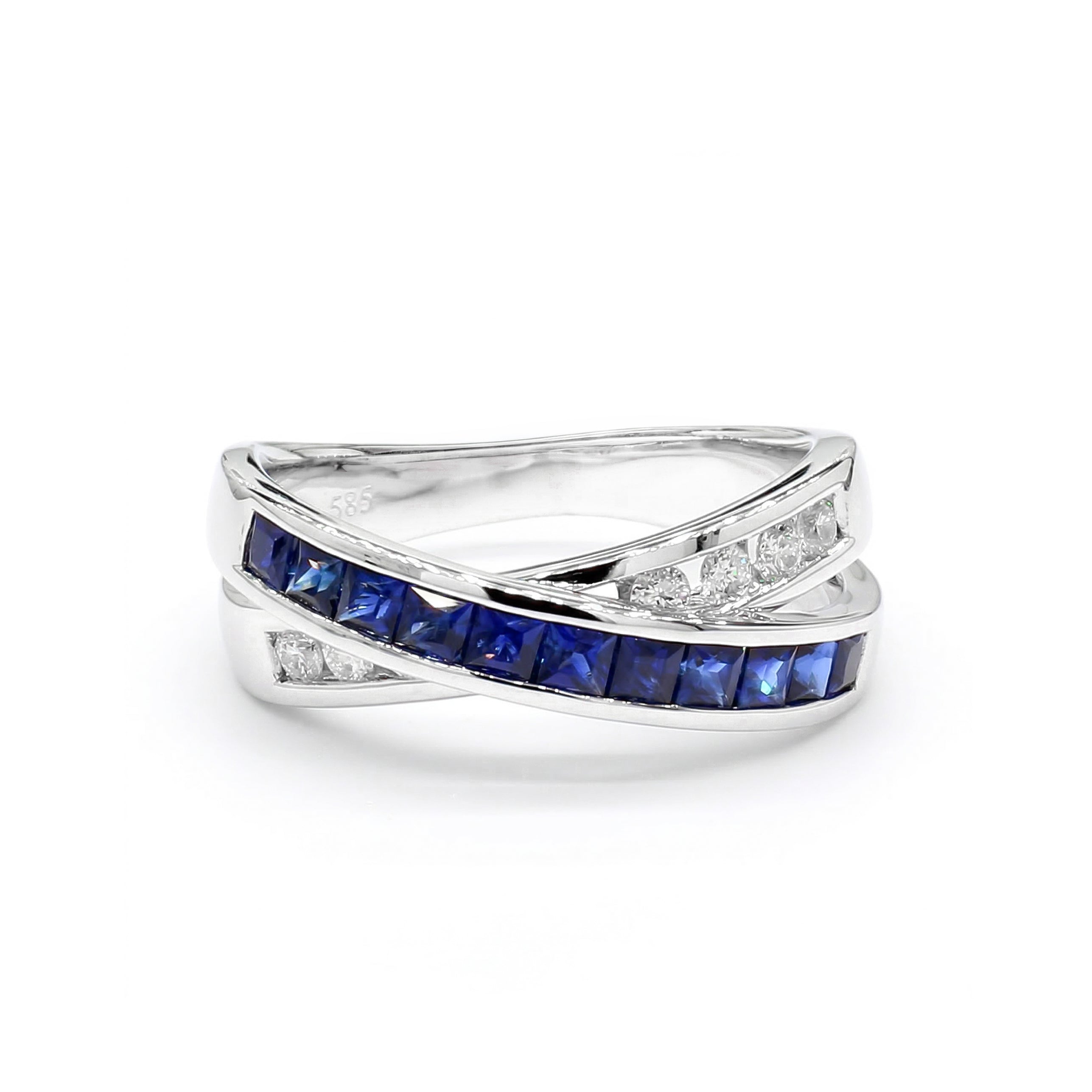 Natural Sapphire & Diamond Crossover Ring product image 1