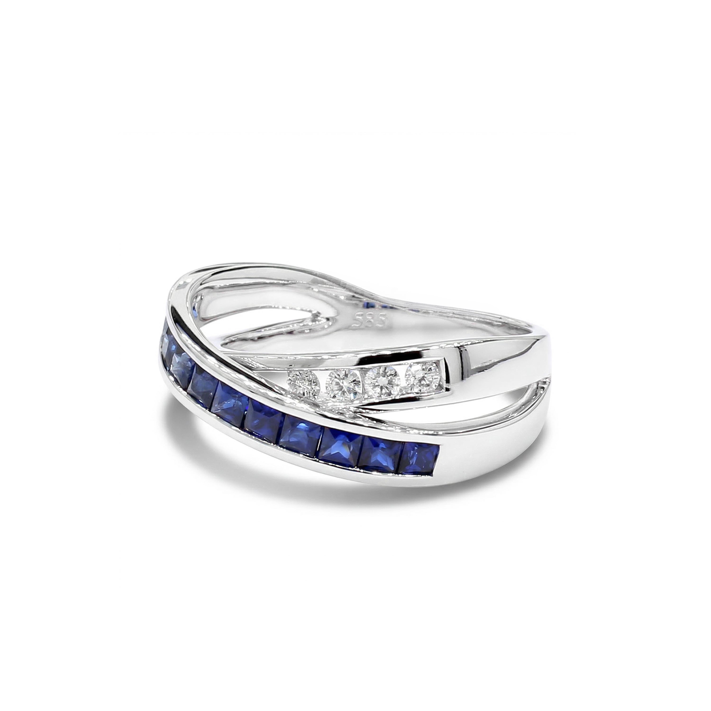 Natural Sapphire & Diamond Crossover Ring product image 2
