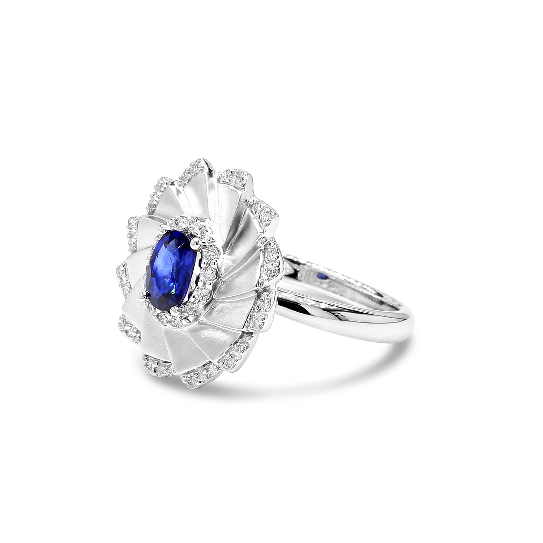 Natural Oval Sapphire & Diamond Fan Ring product image 2