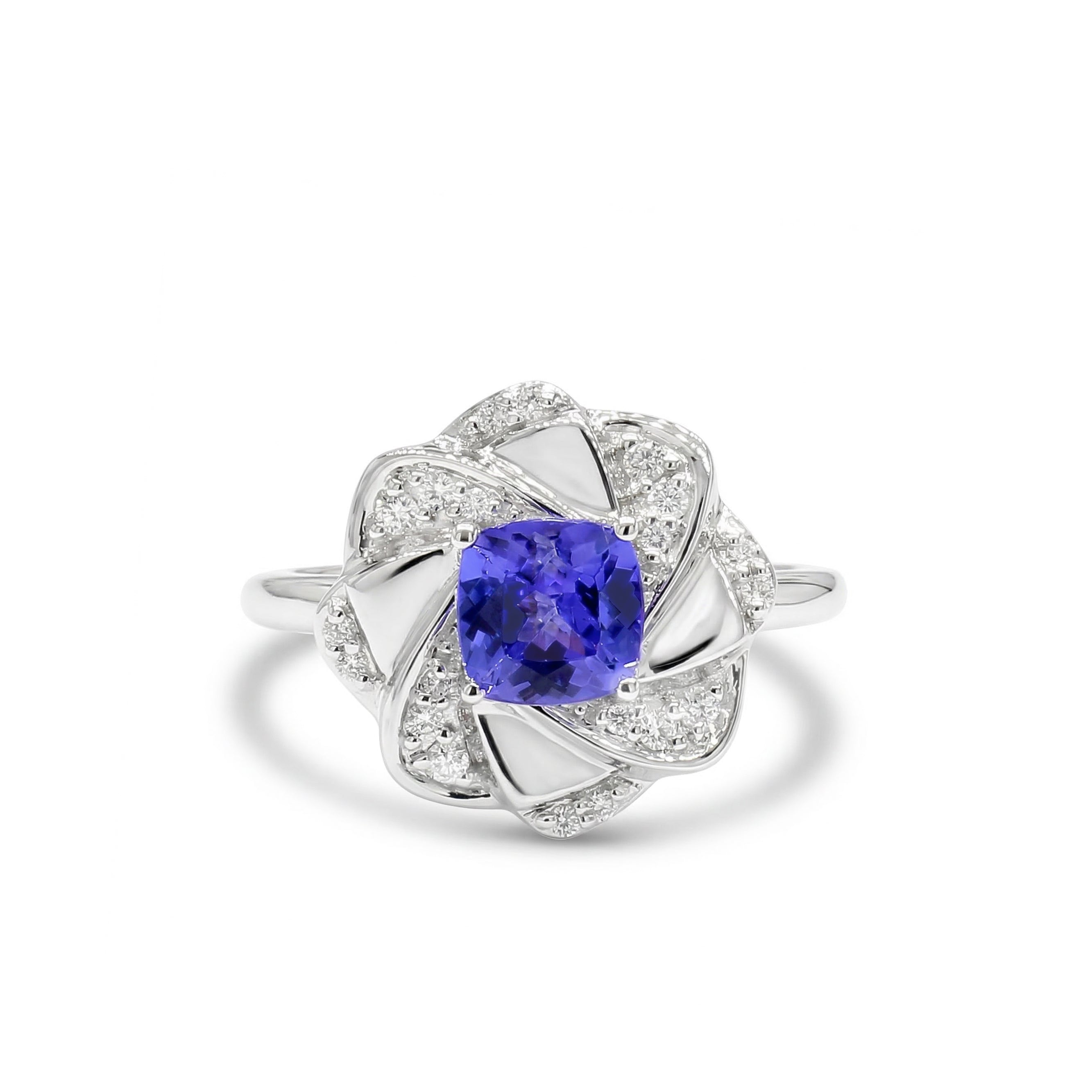 Natural Cushion Tanzanite & Diamond Ring product image 2