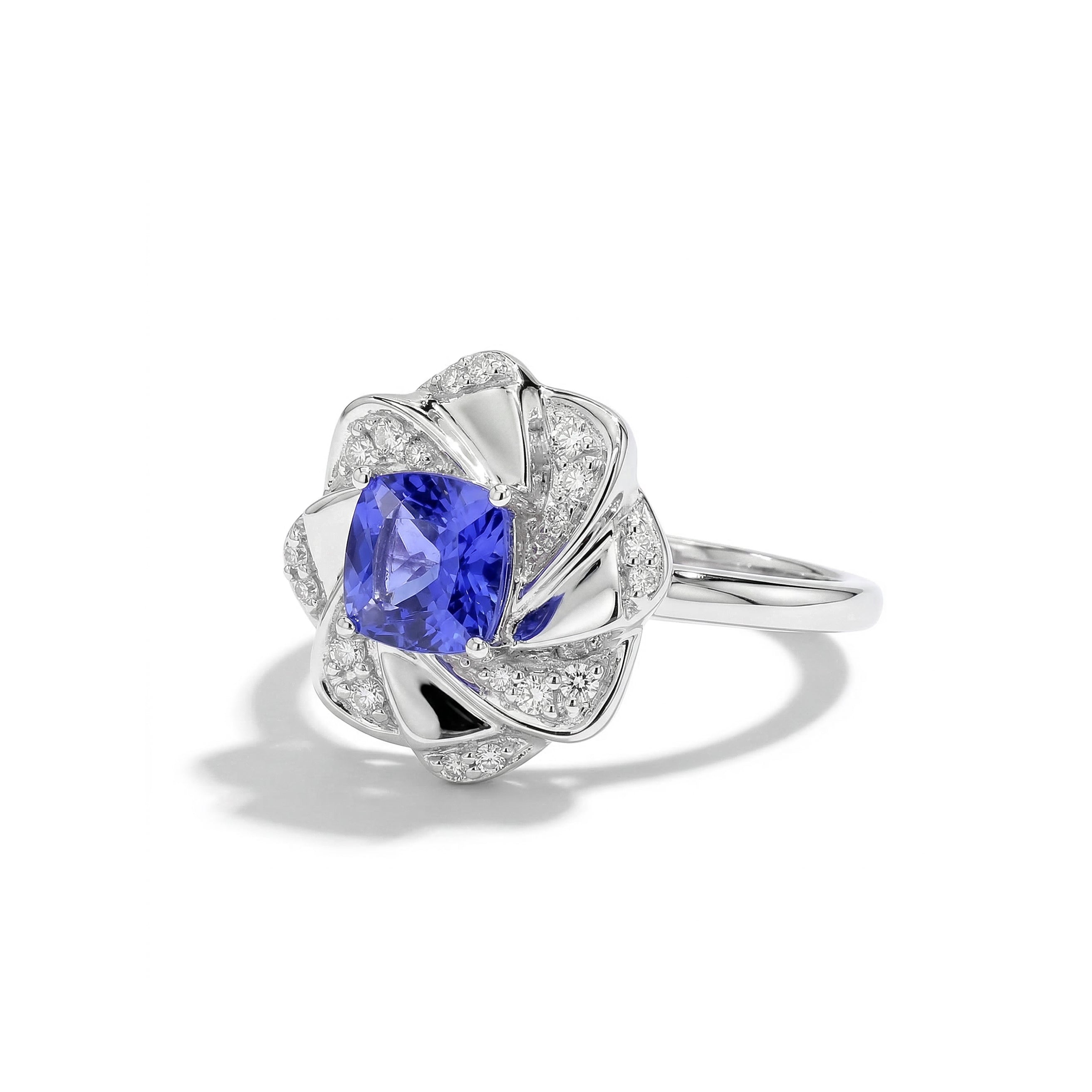 Natural Cushion Tanzanite & Diamond Ring product image 1