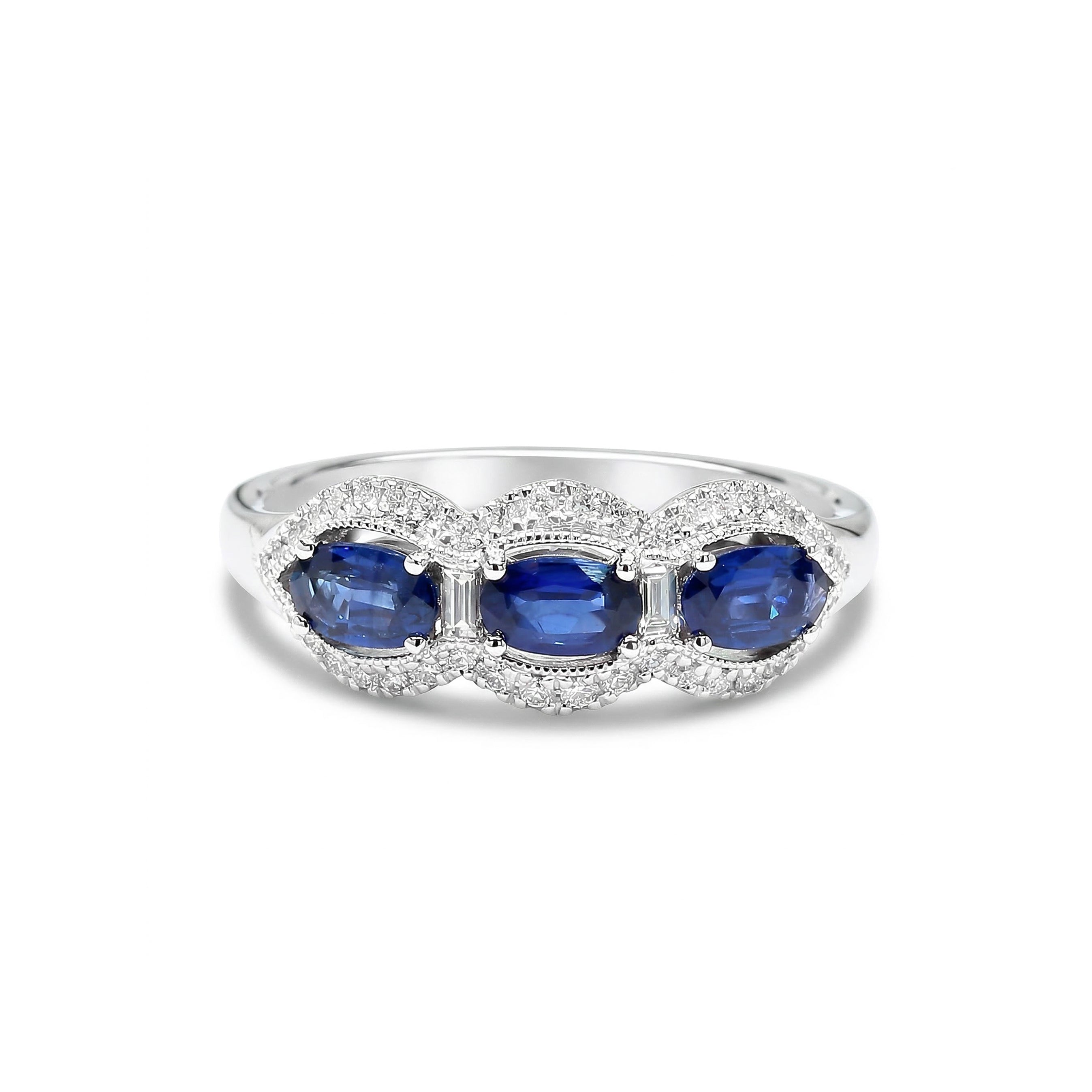 Natural Oval Sapphire & White Diamond Ring product image 1
