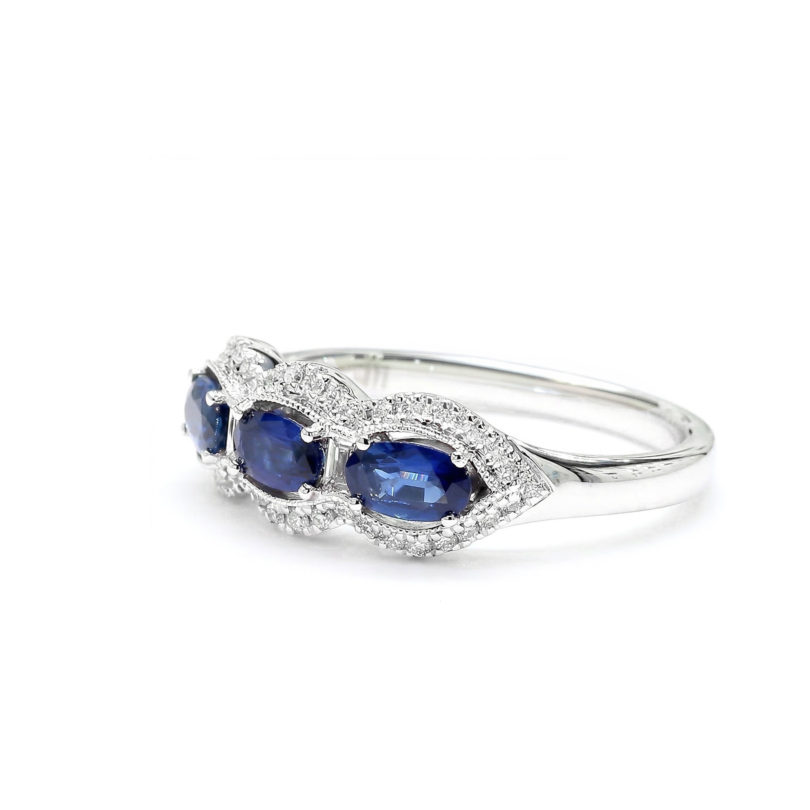 Natural Oval Sapphire & White Diamond Ring product image 2