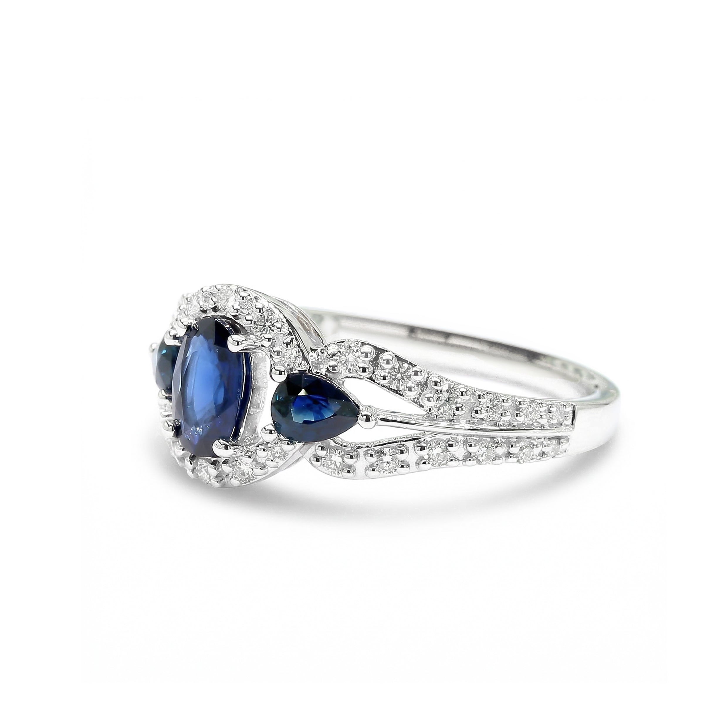 Natural Oval & Pear Sapphire & Diamond Ring product image 2
