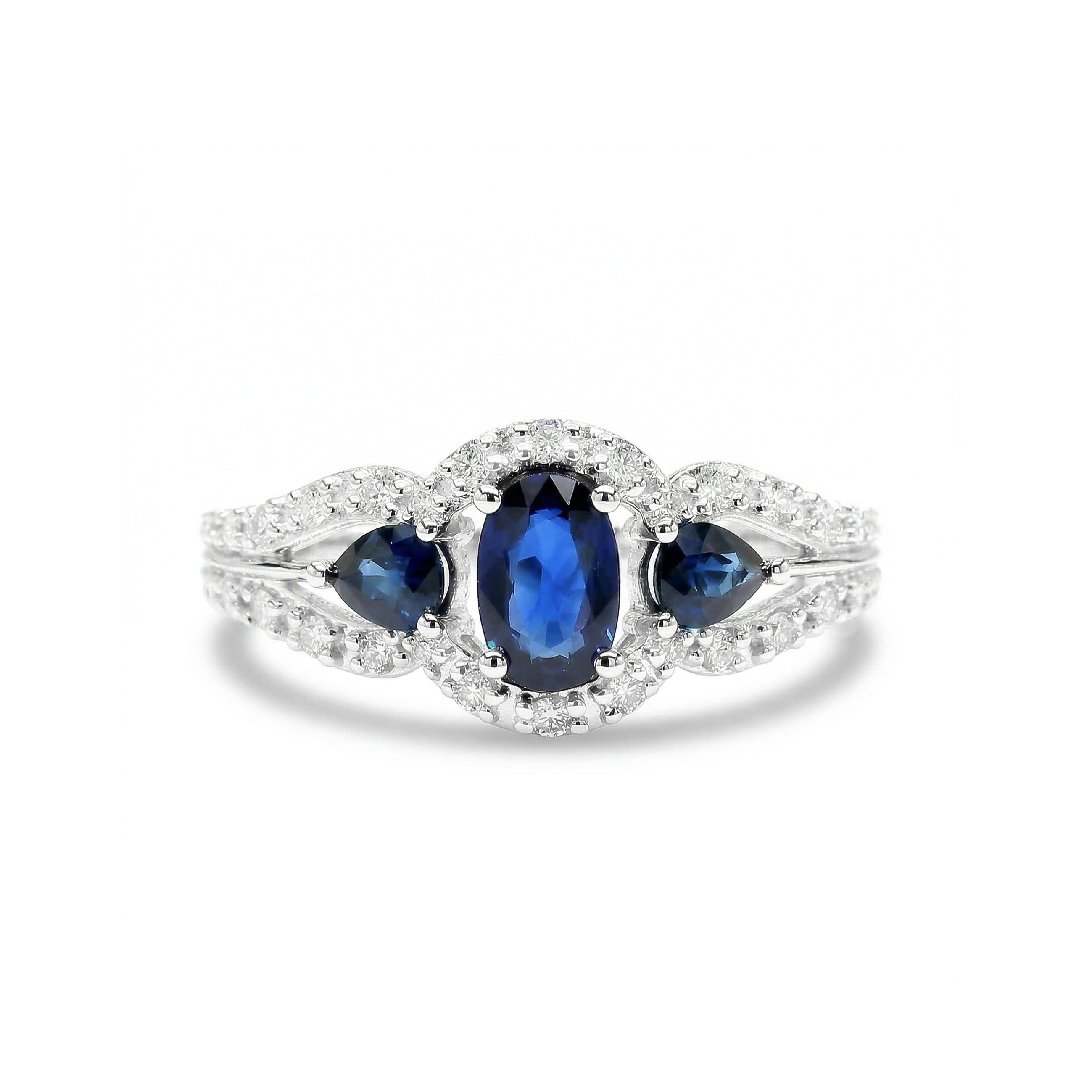 Natural Oval & Pear Sapphire & Diamond Ring product image 1