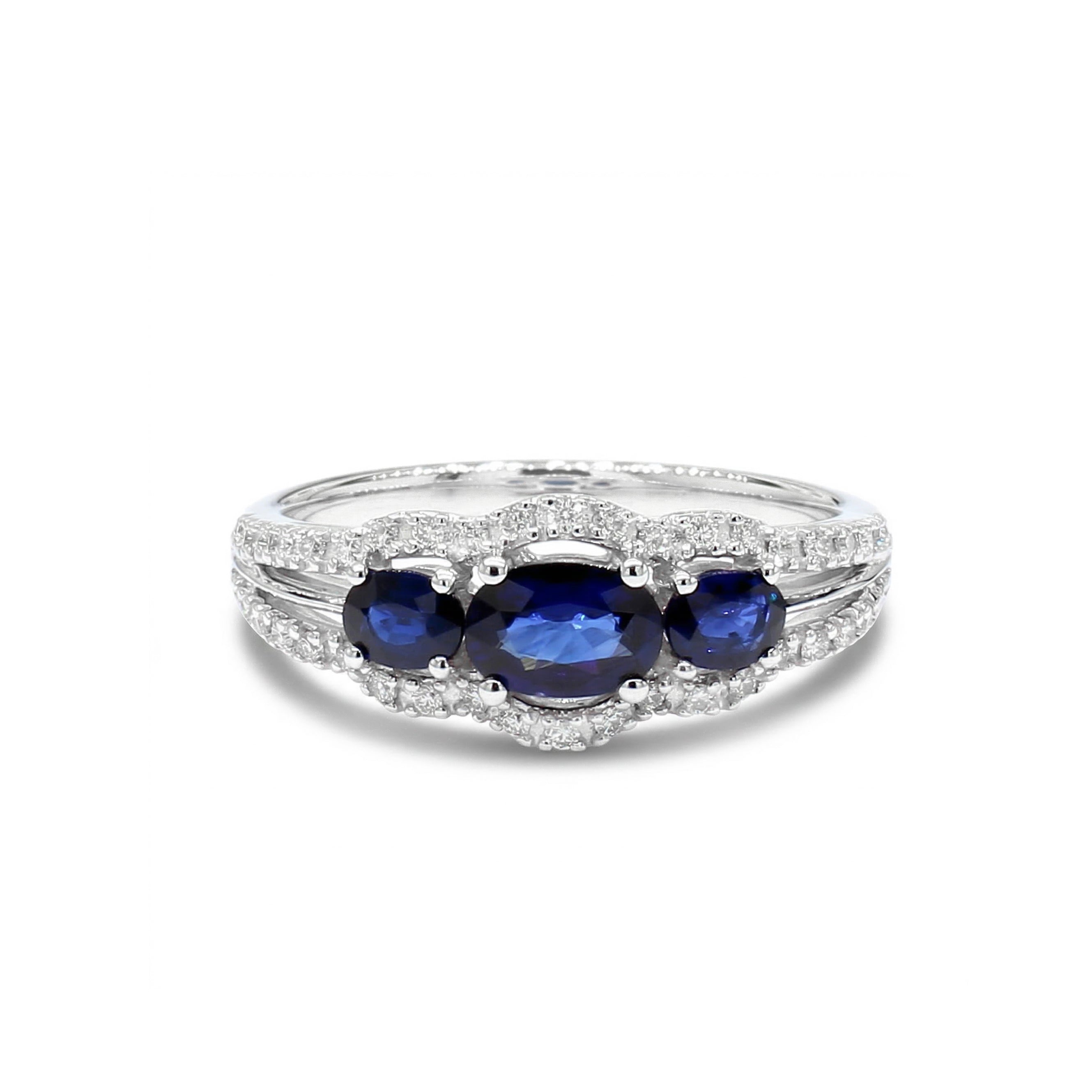 Natural Oval Sapphire & White Diamond Ring product image 1