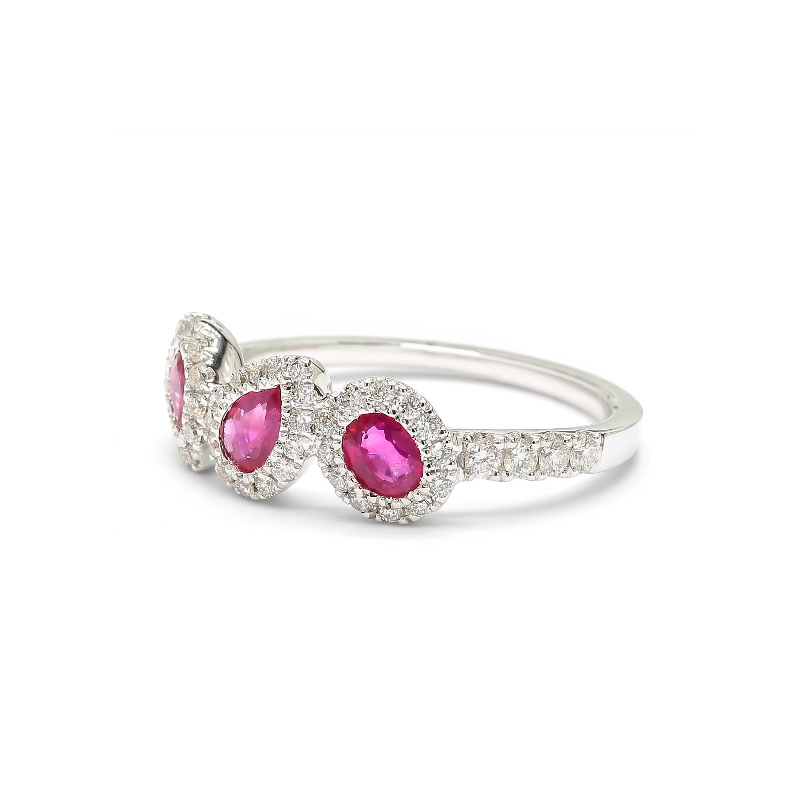 Natural Pear & Oval Ruby & White Diamond Ring product image 2