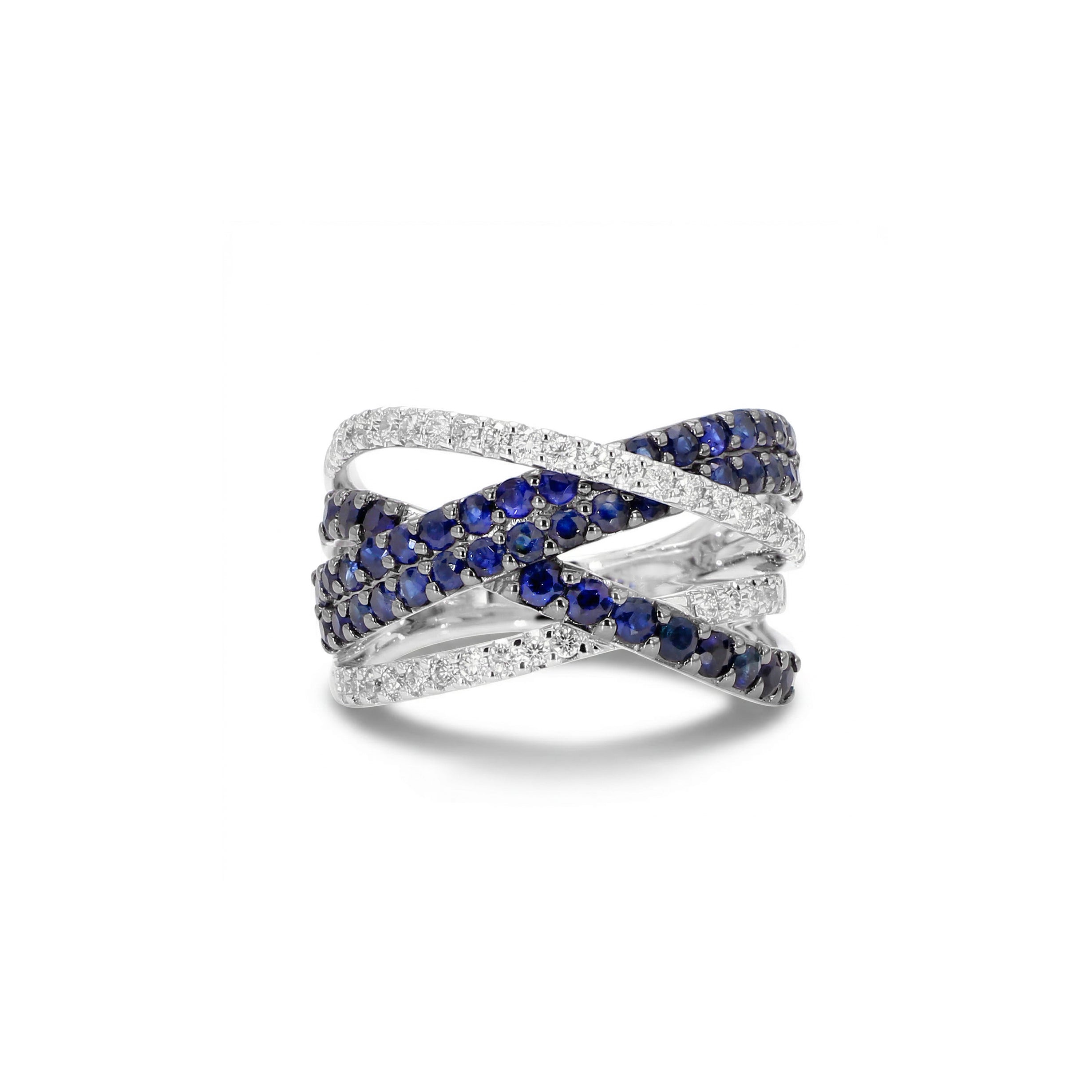 Natural Sapphire & White Diamond Crossover Band product image 2