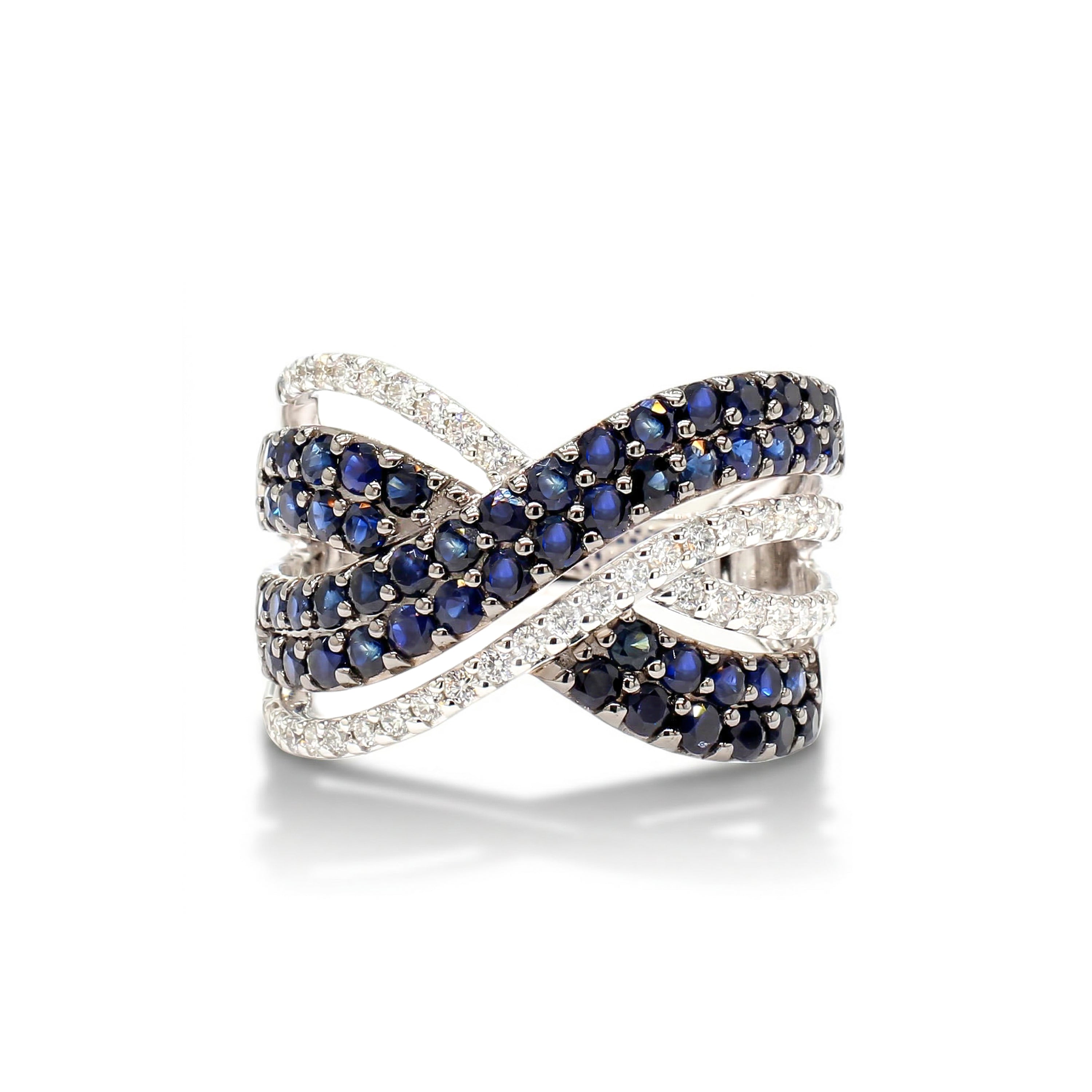 Natural Sapphire & White Diamond Crossover Band product image 1