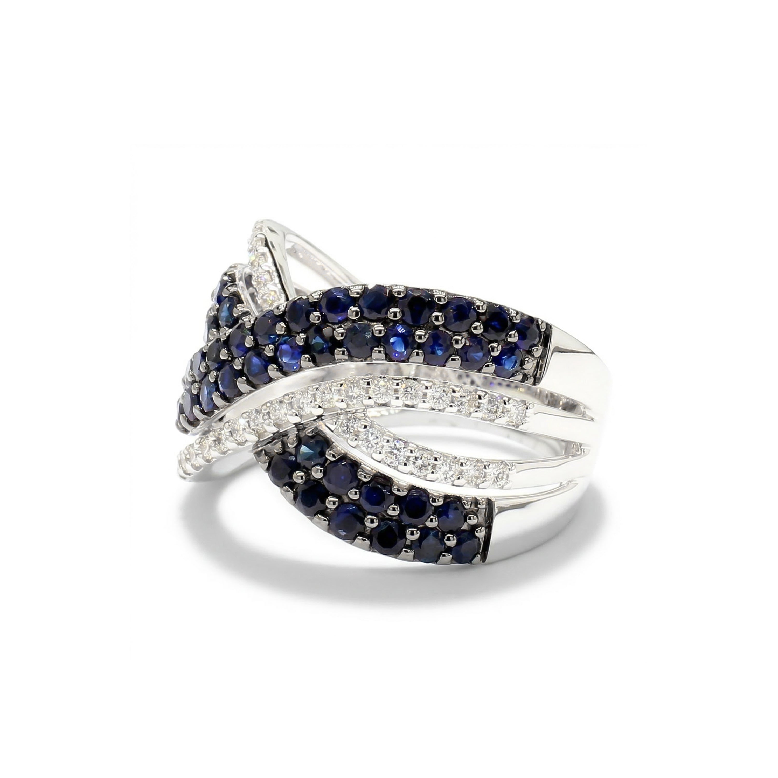 Natural Sapphire & White Diamond Crossover Band product image 2