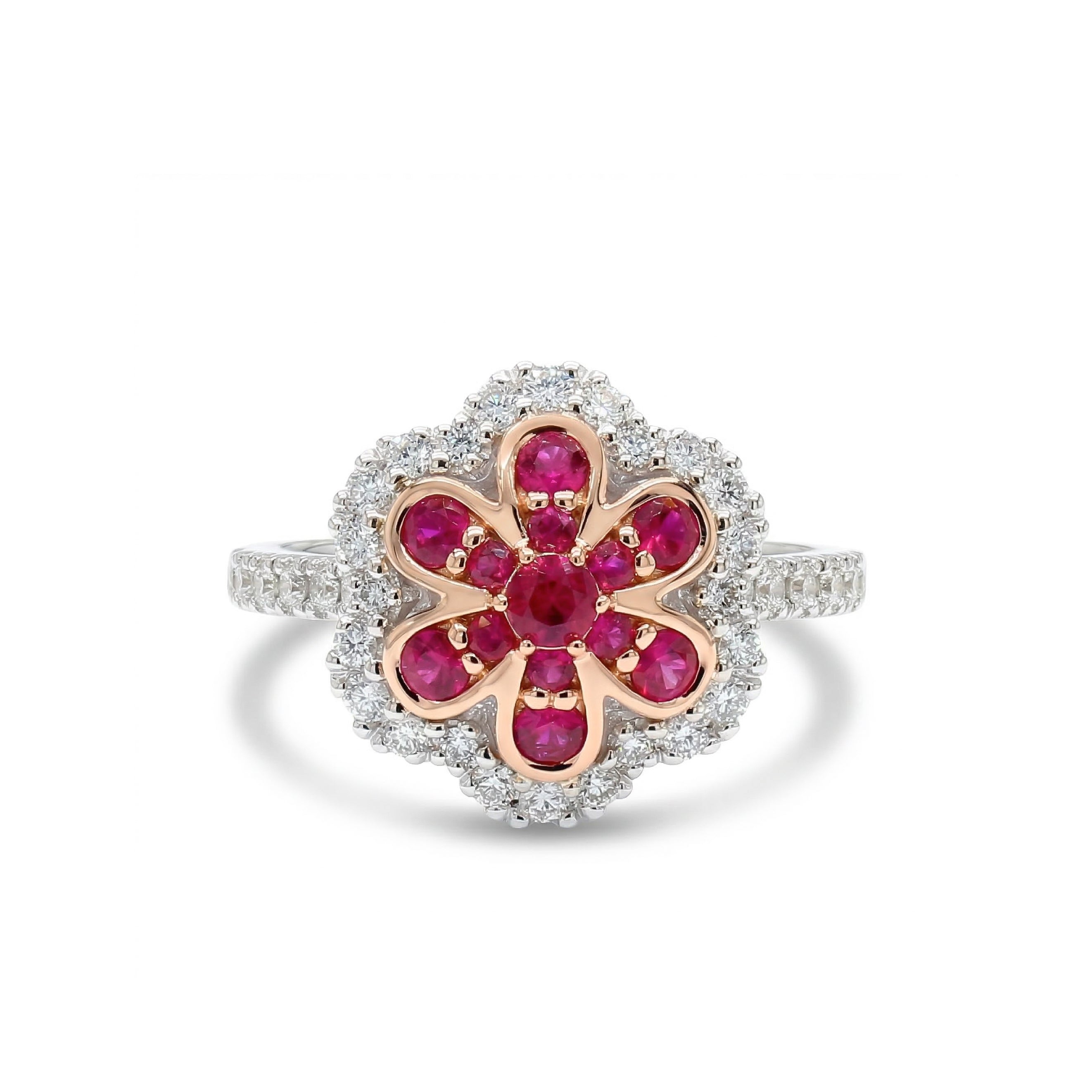 Natural Ruby & White Floral Diamond Ring product image 1