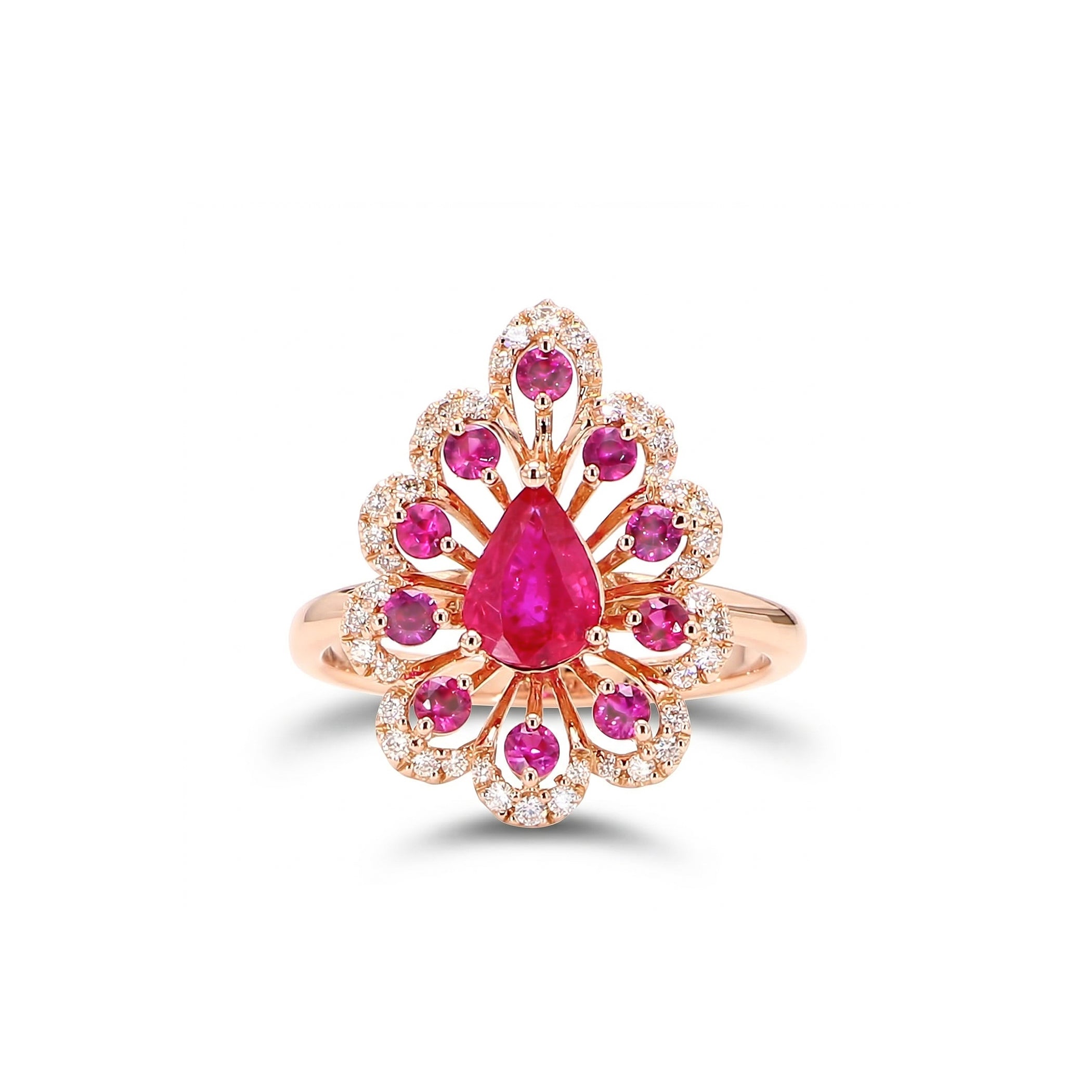 Natural Ruby & White Diamond Floral Ring product image 1