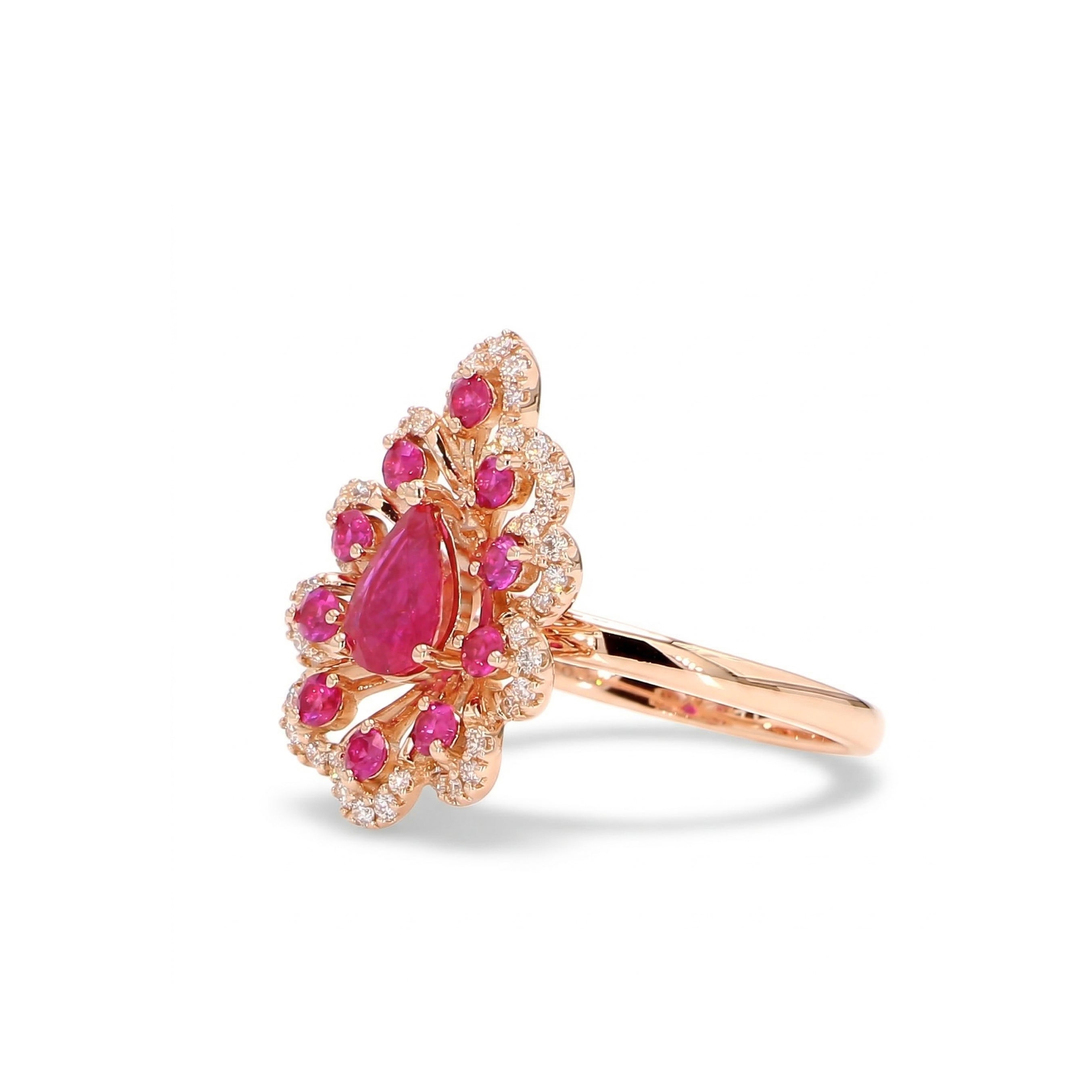 Natural Ruby & White Diamond Floral Ring product image 2