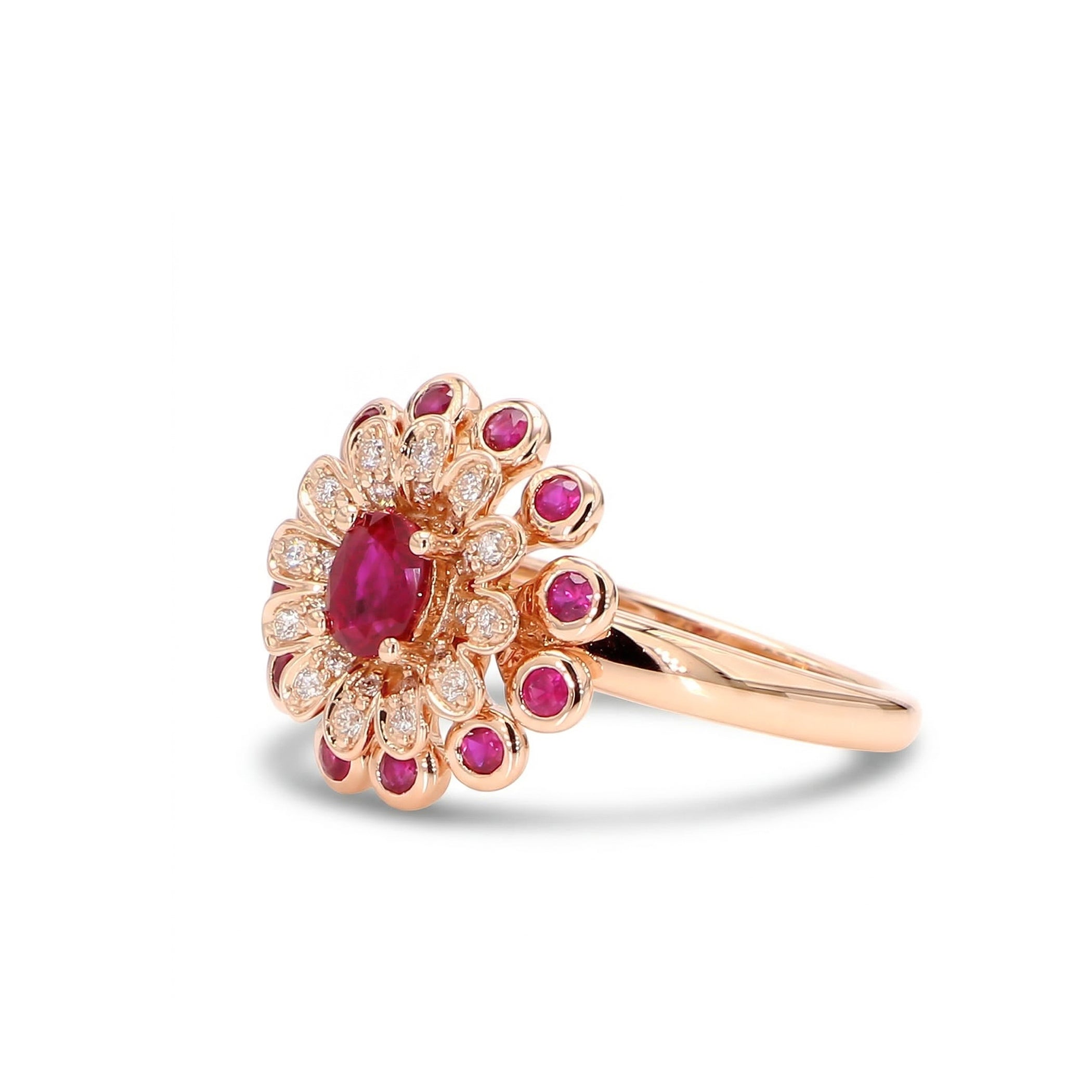 Natural Oval Ruby & White Diamond Floral Ring product image 2