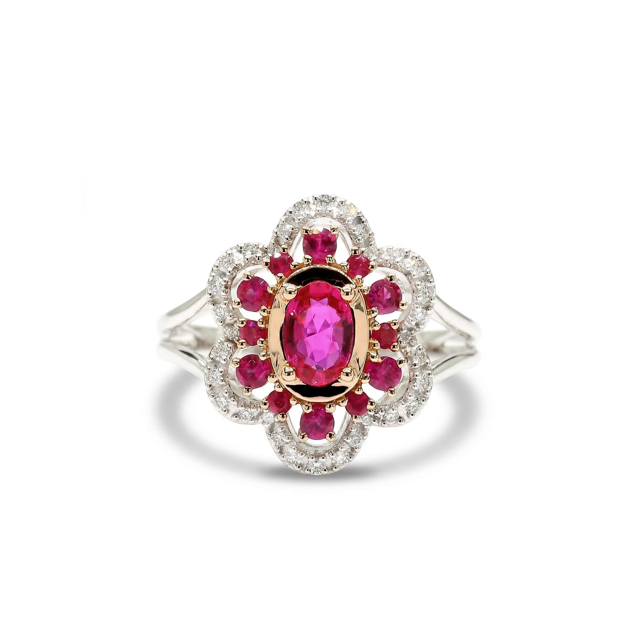 Natural Ruby & White Diamond Floral Ring product image 1