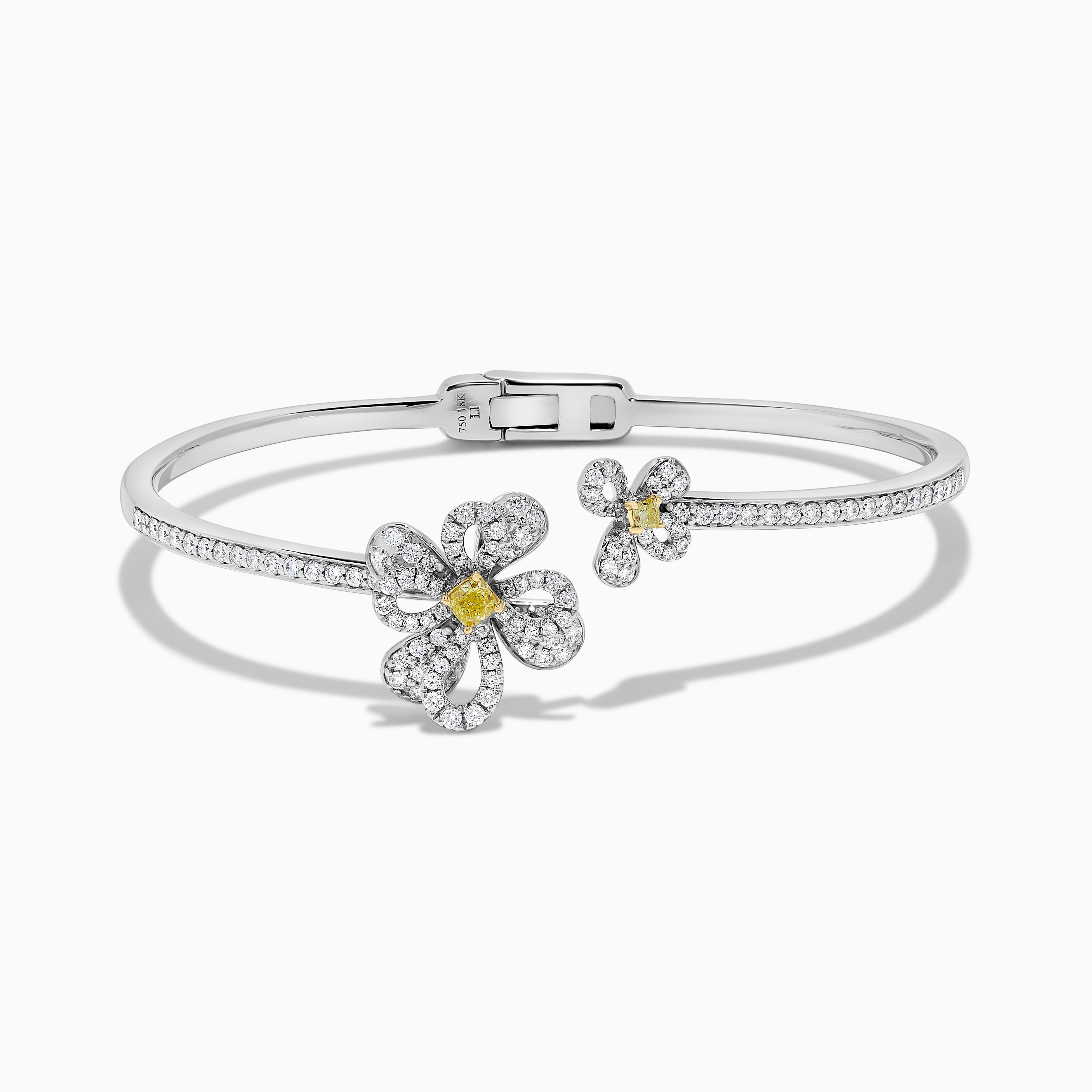Yellow Cushion/Radiant & White Diamond Floral Bangle SB0009GP